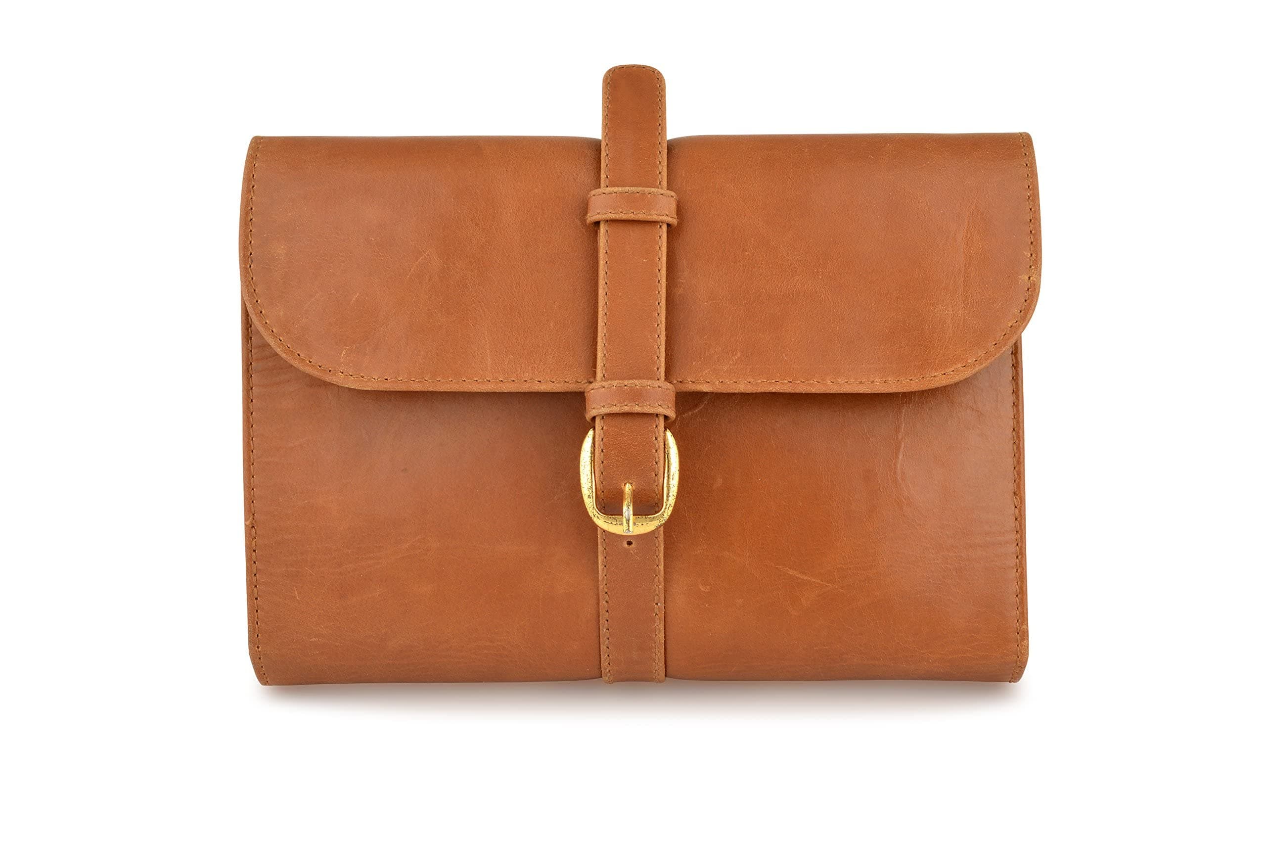 Woodland Leathers Mens Toiletry Bag and Wash Bag, Genuine Leather Large Travel Toiletry Bag for Men Scratch and Water Resistant, Woodland Hand Made and Limited Edition Wash Bag (Brown 2)