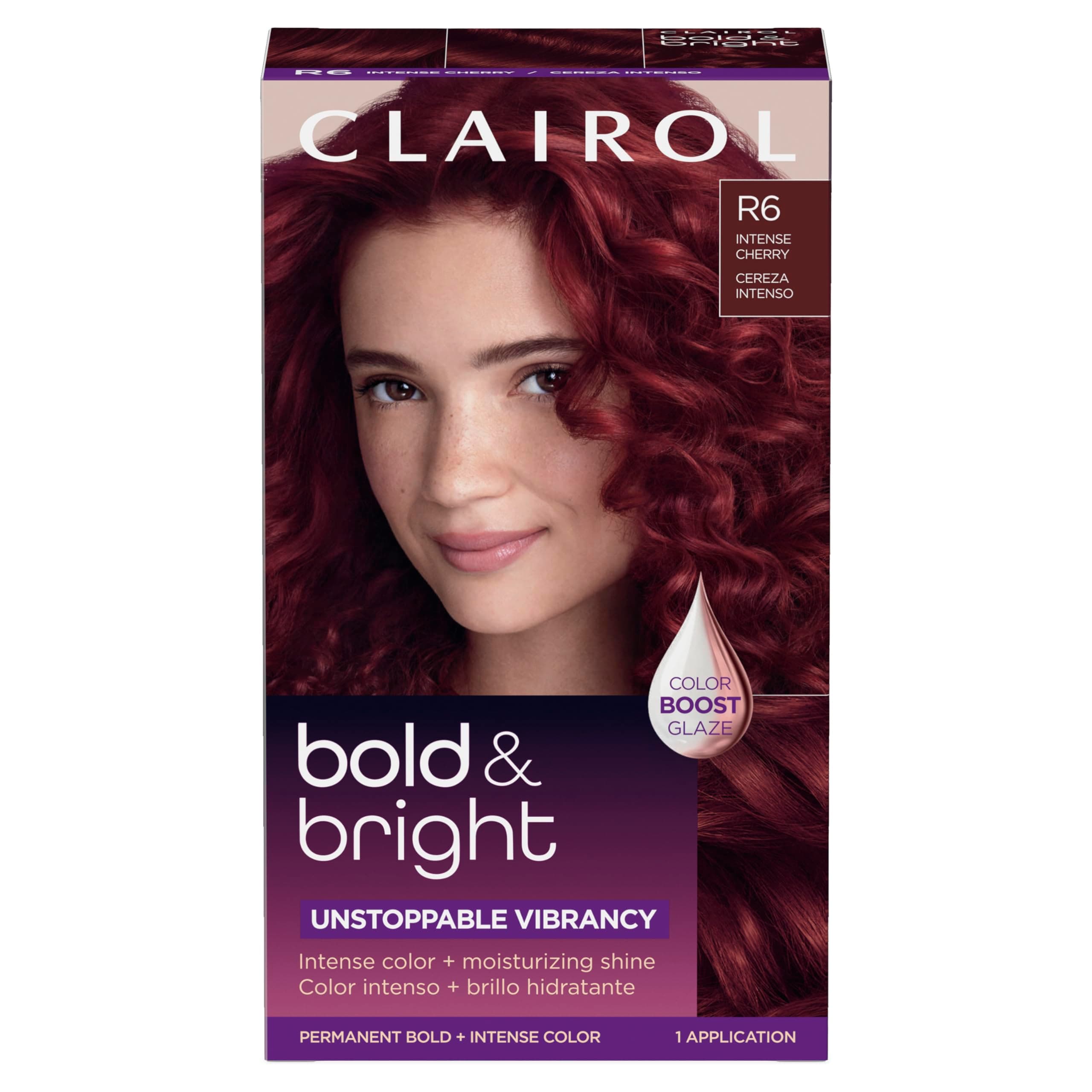 Bold & Bright Permanent Hair Dye, R6 Intense Cherry Hair Color, Pack of 1