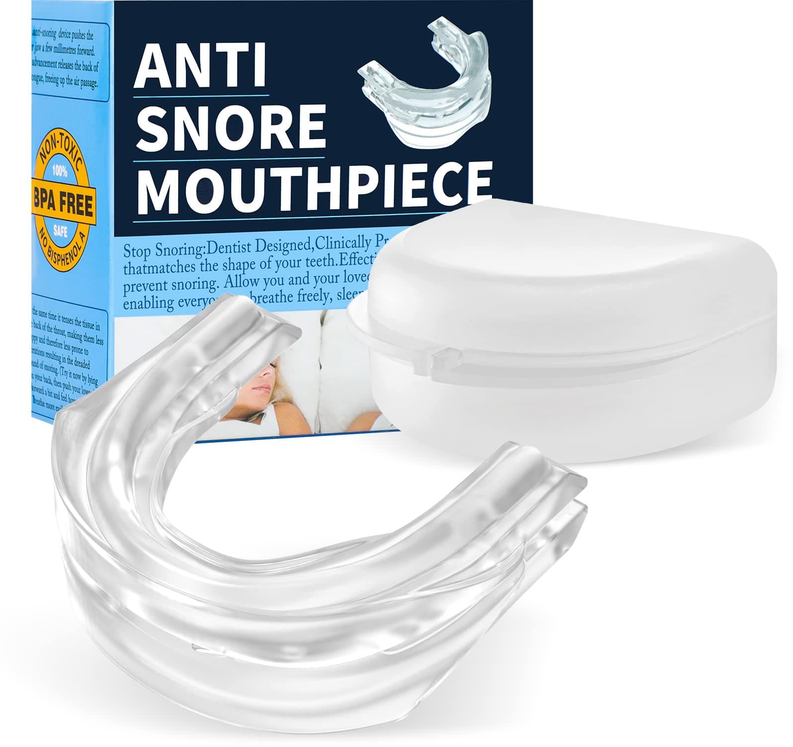 Anti-Snoring Mouth Guard, Anti-Snoring Mouthpiece Devices, Snore Customized Stopper - Helps Stop Snoring, Comfortable Snoring Solution for Men/Women Night's Sleep