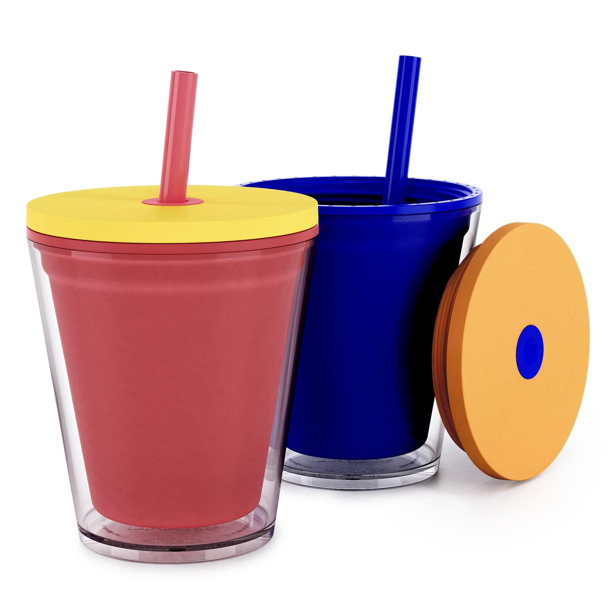 Maars Classic Acrylic Tumbler with Lid and Straw | 10oz Kids Premium Insulated Juice Cups, Double Wall Reusable Plastic Cups - Coral Reef, 2 Pack