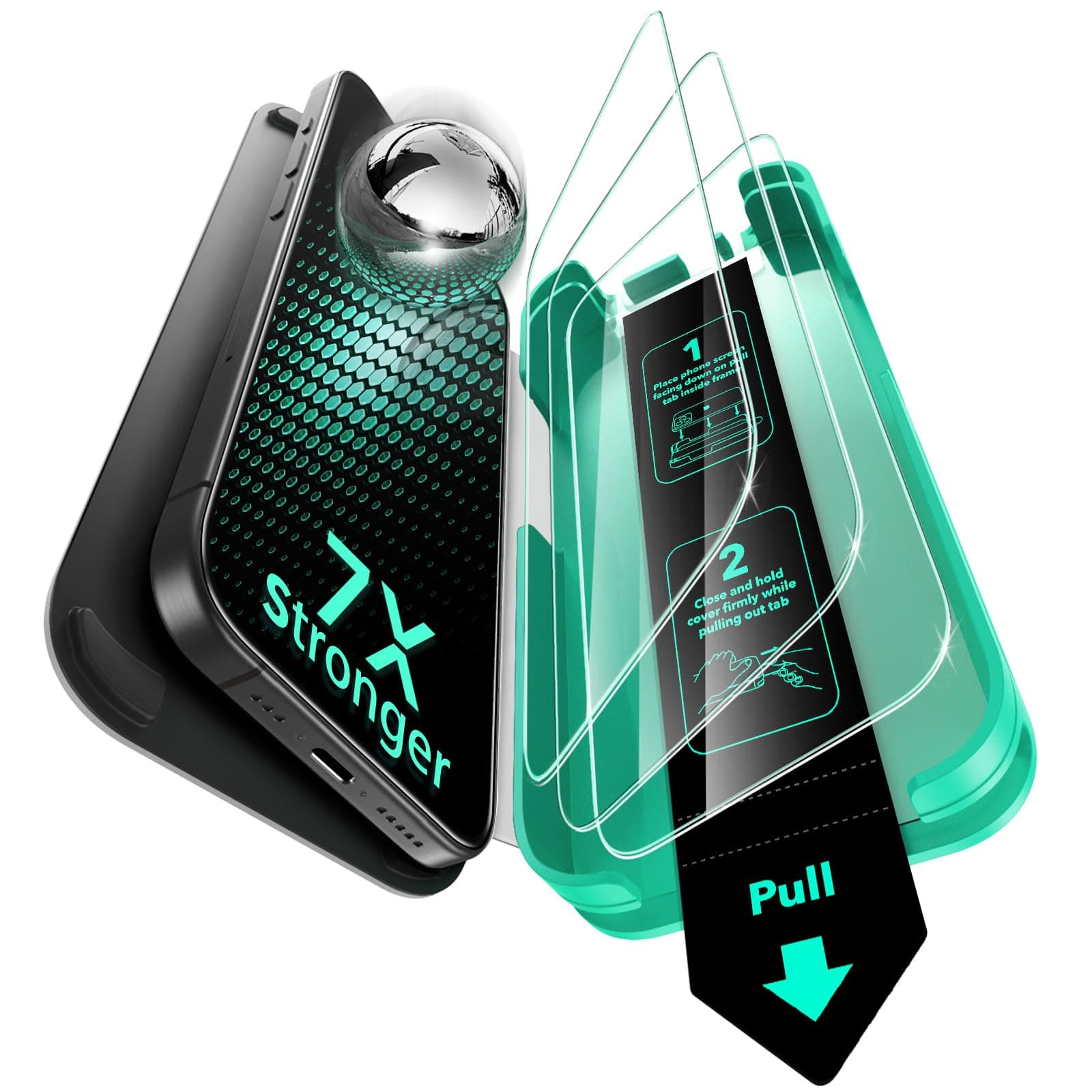 ESR 3 Pack 9H+ Glass for iPhone 16 Pro Max Screen Protector, [Military Grade Shatterproof & Longest Durable] Armorite Ultra-Tough Tempered Glass with UltraFit Tray