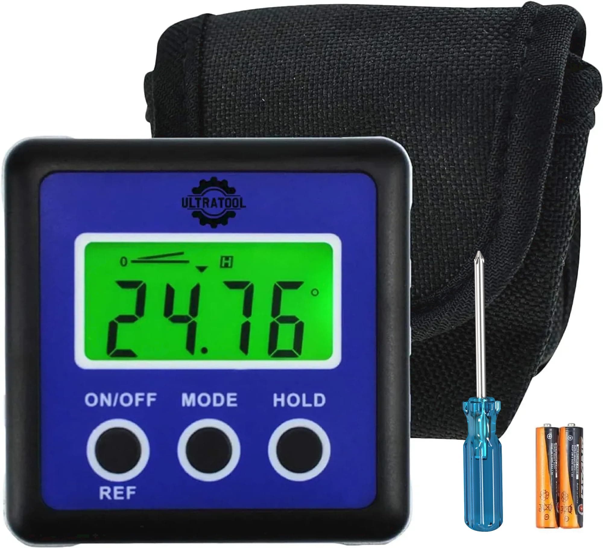 Digital Angle Finder with LCD Display – Magnetic Base, Waterproof Inclinometer Bevel Gauge – Includes 2 Extra Batteries
