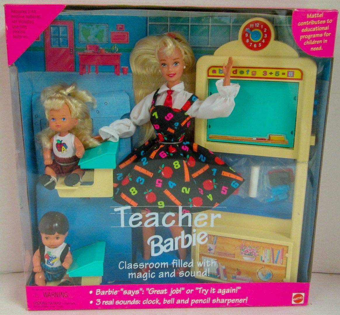 Teacher Barbie Doll with Students Classroom Gift Set 1st Edition Recalled 1995 NIB! (Blonde/Blonde/Brunette)