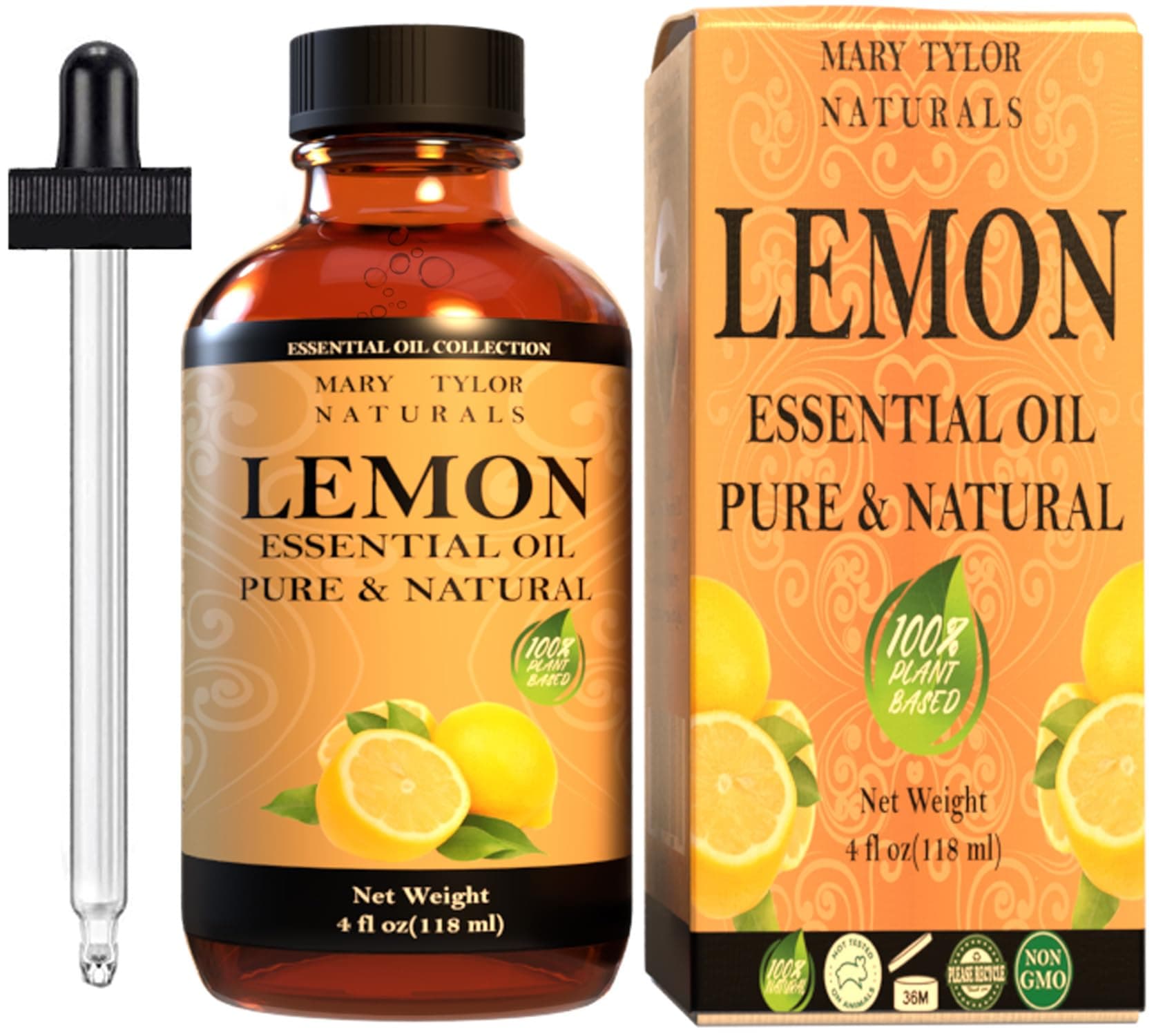 Lemon Essential Oil (4 oz), Premium Therapeutic Grade, 100% Pure and Natural, Perfect for Aromatherapy, Diffuser, DIY by Mary Tylor Naturals