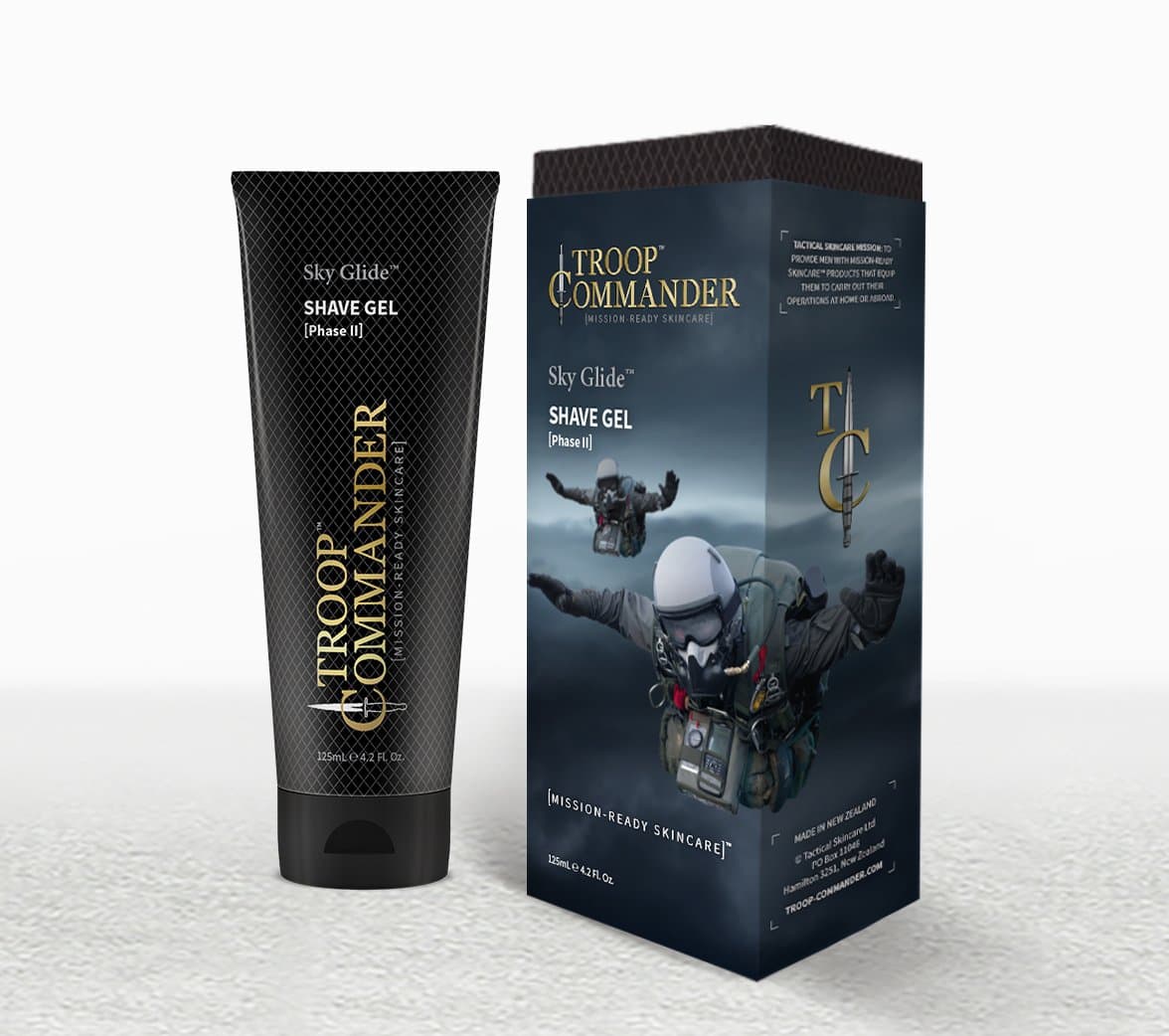 Troop Commander Sky Glide Shave Gel 4.2oz - Skin Care - Veteran Owned - Made in New Zealand - Tactical Skincare - Premium Shave - Military - Superior Glide - Maximum Comfort - Not Tested on Animals