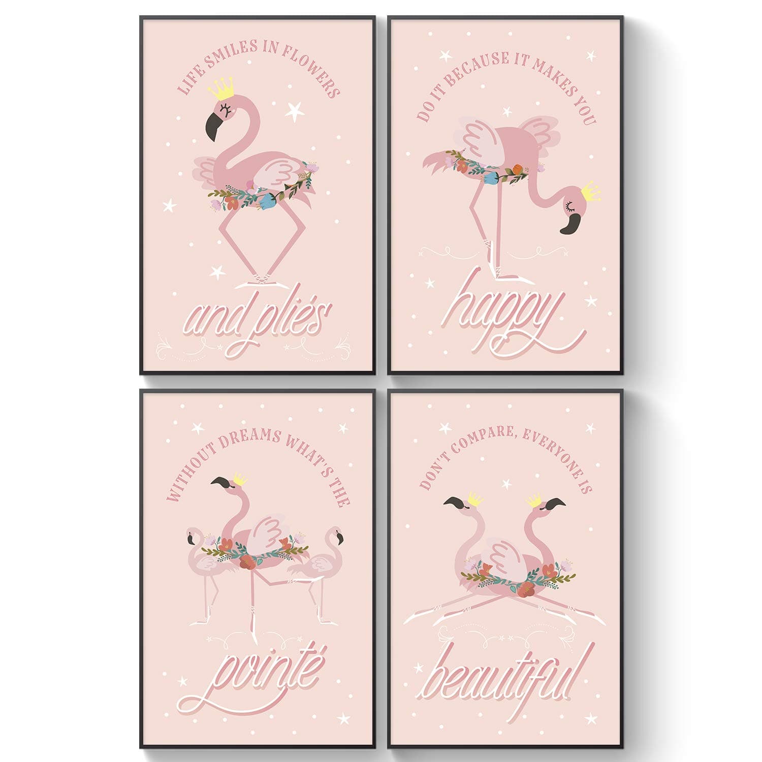 Pink Flamingo Gifts for Girls Bedroom, Flamingo Bathroom Decor, Little Girl Room Decorations, Ballet Wall Art for Room, Slumber Party Supplies