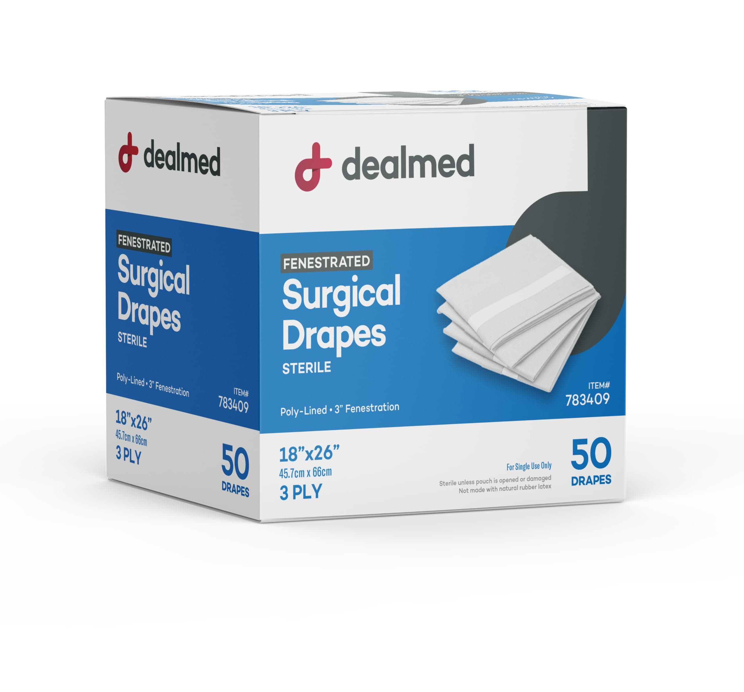 Fenestrated Sheets – 50 Count 3-Ply Poly-Lined Drape Sheets with 3" Fenestration, White Material, Perfect for Hospitals, Medical Facilities, and Physicians’ Offices, 18" x 26"