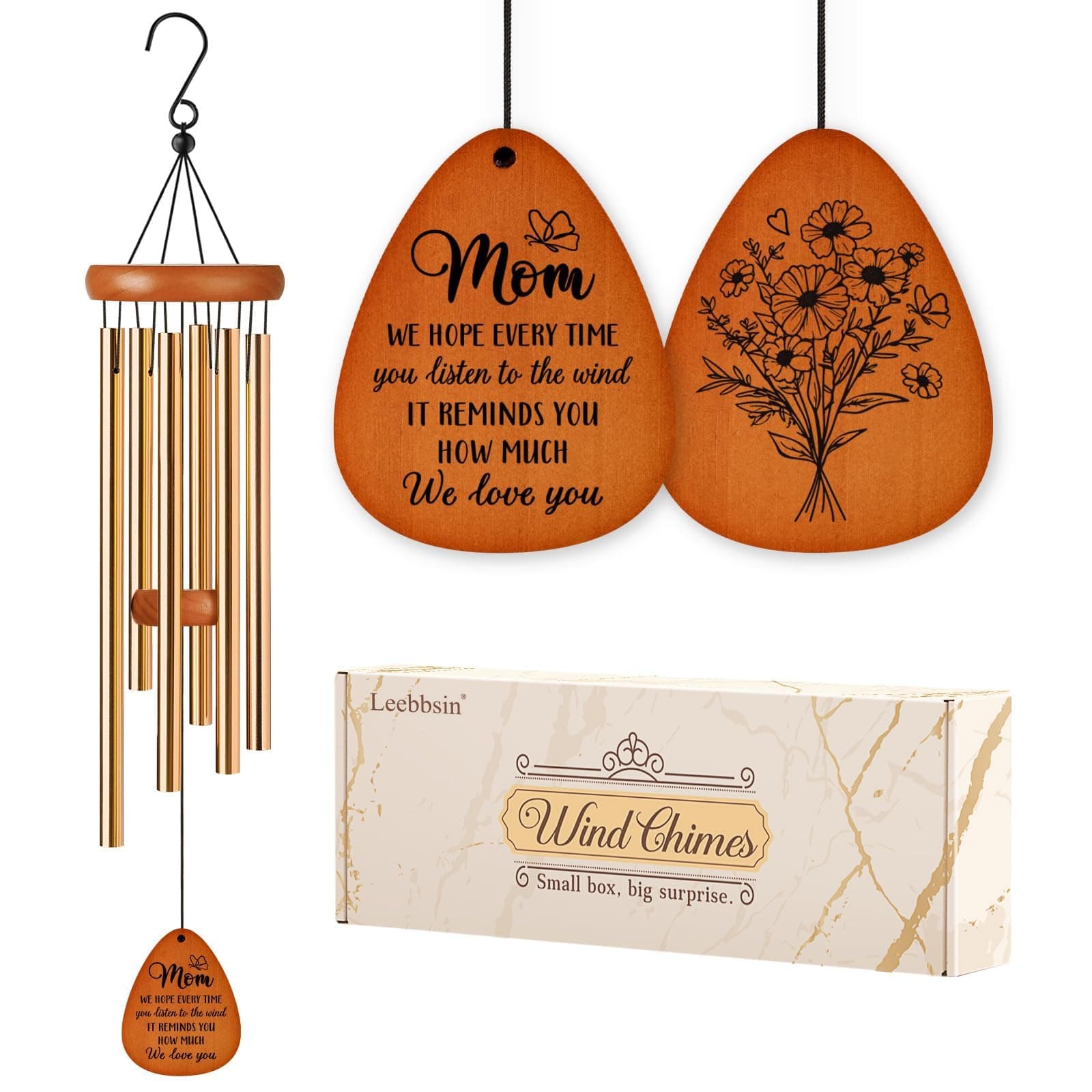 Gifts for Mom, Moms Wind Chimes, Best Gift for Mom, Mother Birthday Gift from Daughter Son, Love Reminder Gifts for Mother's Day Christmas