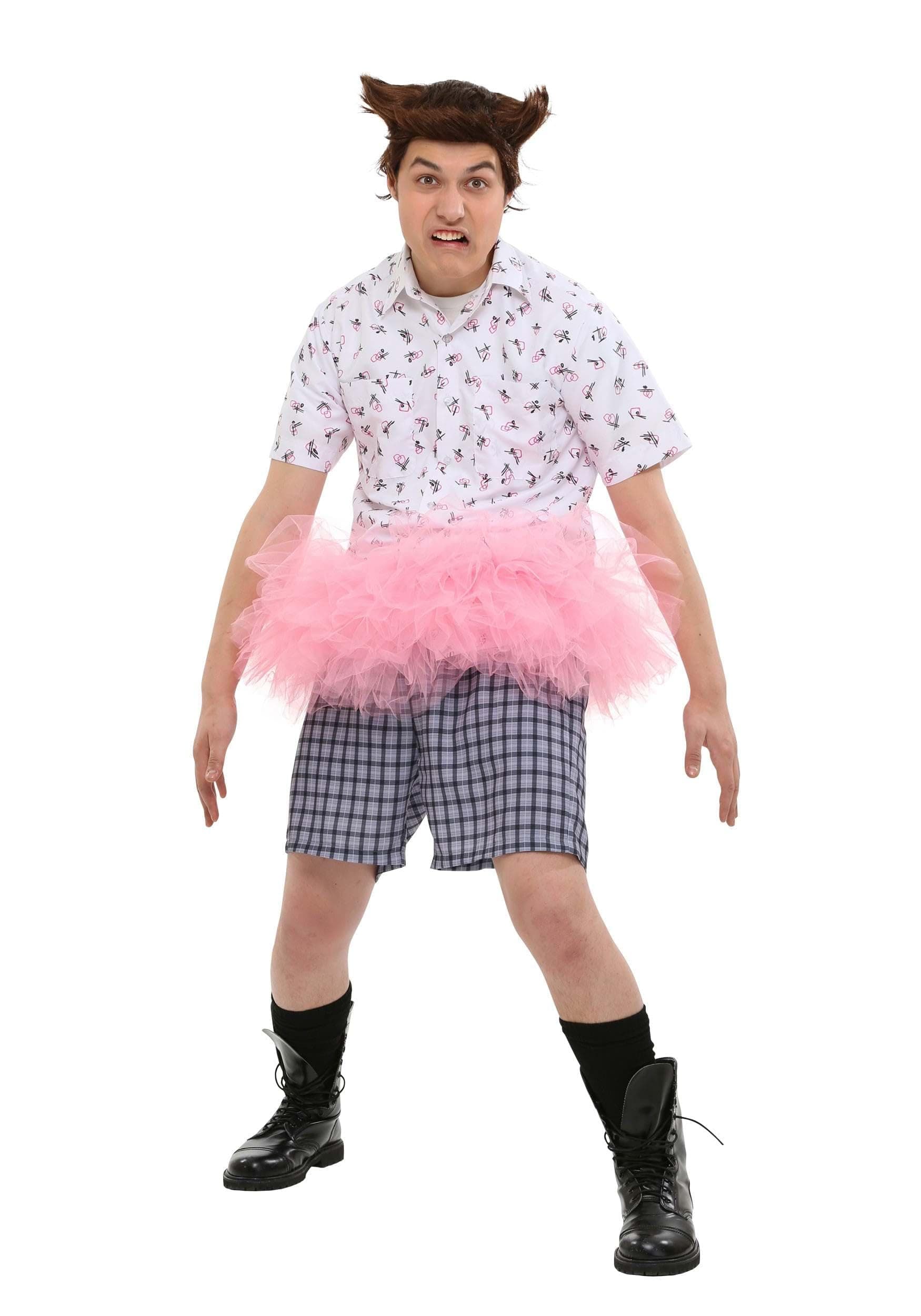 Fun CostumesAce Ventura Adult Pink Tutu Costume Mens, Wacky Classic Movie Halloween Outfit with Wig