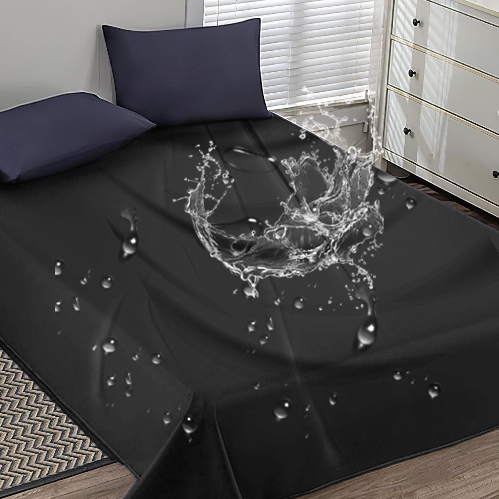 PVC Sheet Pad Waterproof Stain and Mess Oil-Proof Push Massage Spa Bed Sheet Thickened Protective Cover Bedspread Adult Couple for Upholstery Dressmaking Accessories (Black, 130 * 220cm)