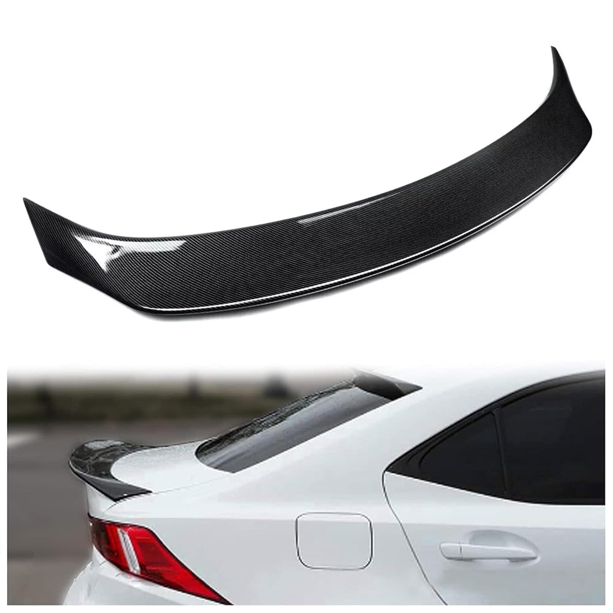 ECOTRIC Rear Trunk Spoiler Wing Lid Compatible with 14-20 Lexus IS200T IS250 IS300 IS350 Carbon Fiber Style Durable Plastic