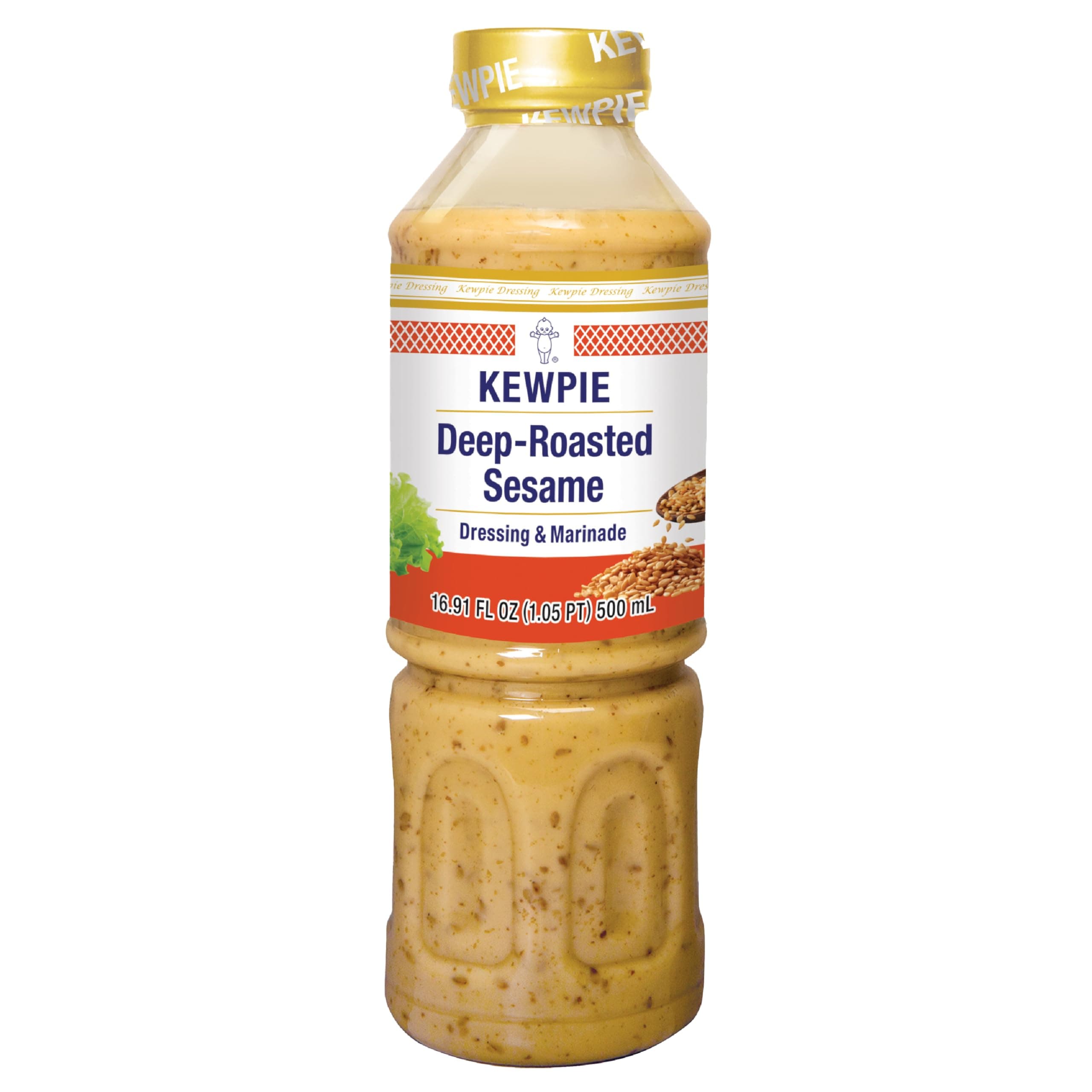 KEWPIE Deep‑Roasted Sesame Dressing & Marinade, Rich Roasted Traditional Japanese-Style, Kosher Certified Condiment, Creamy, Bold Umami Flavor, Perfect for Salads, Veggies, Meats & Dips, 16.9 fl oz