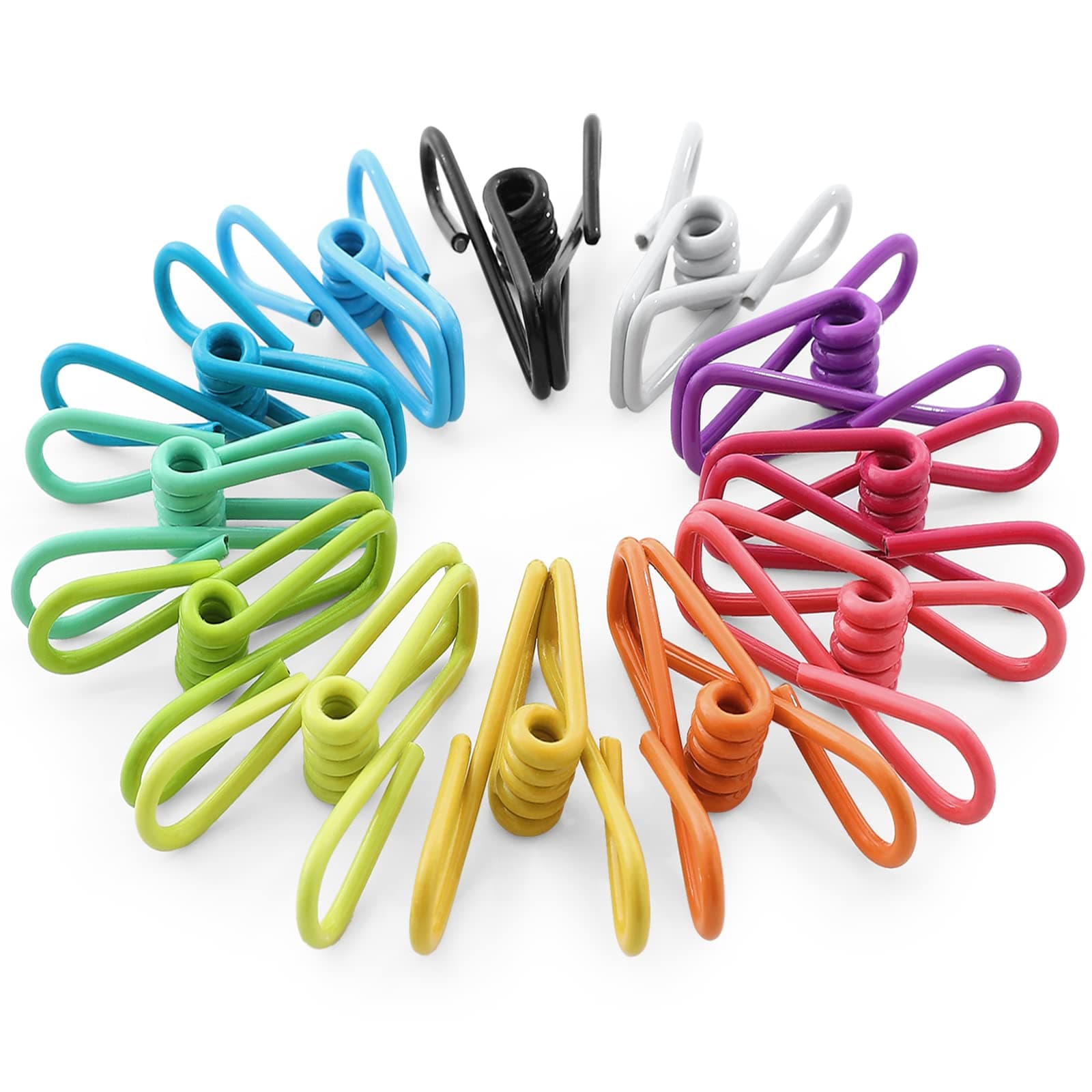 Bag Clips for Food Storage, 12pcs Steel & PVC Coated Sealing Clips, Multi-function Pegs Clothes Pegs, Paper Durable Freezer Kitchen Home Office