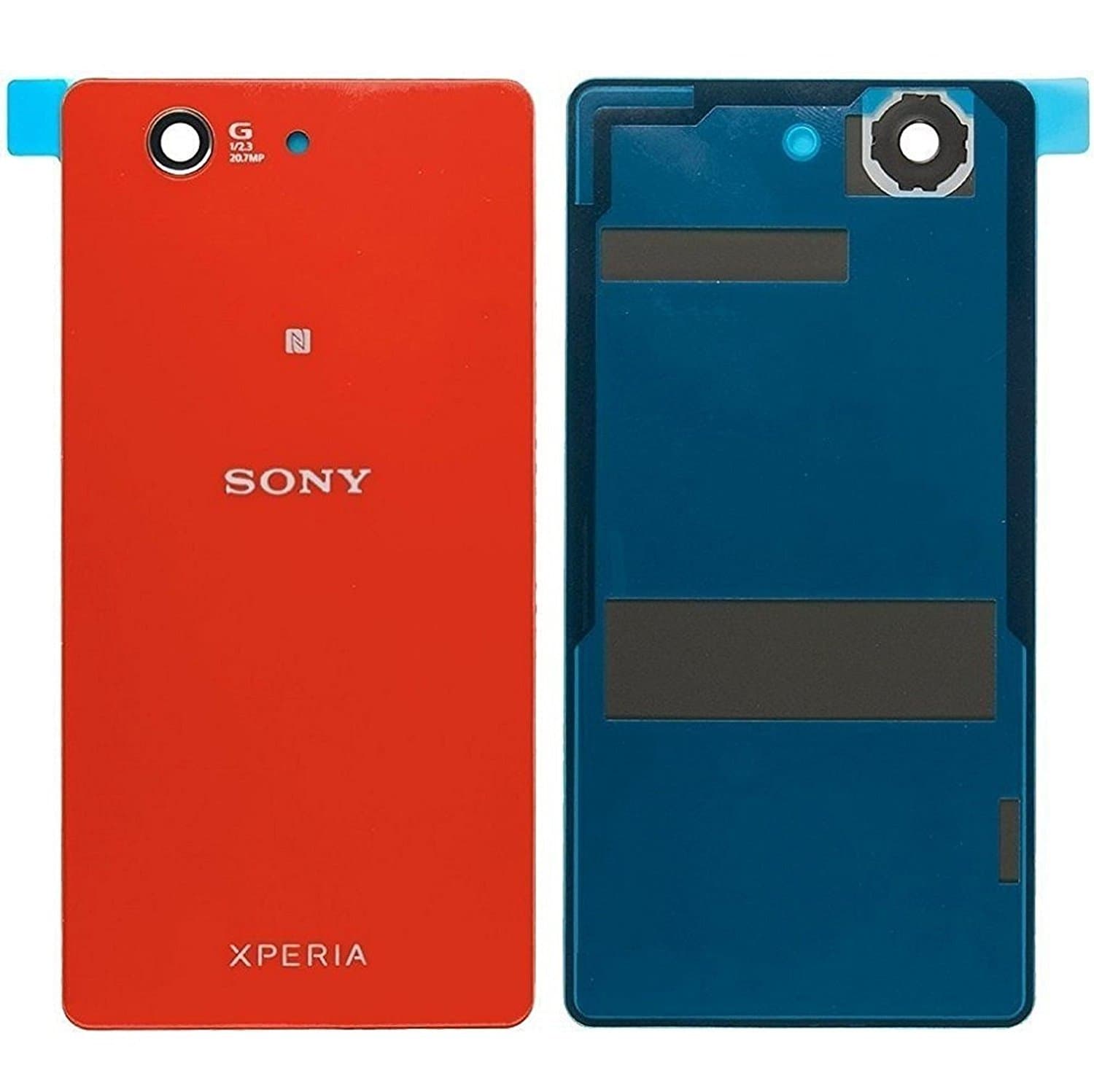 SPES Repair Kit: Original Battery Cover Back Cover for Sony Xperia Z3 Compact D5803 D5833 in Orange Red + Screen Protector/Seal, Tool Set & Repair Manual (Replacing Back Cover, Cannot Guarantee That This Will Be in English)