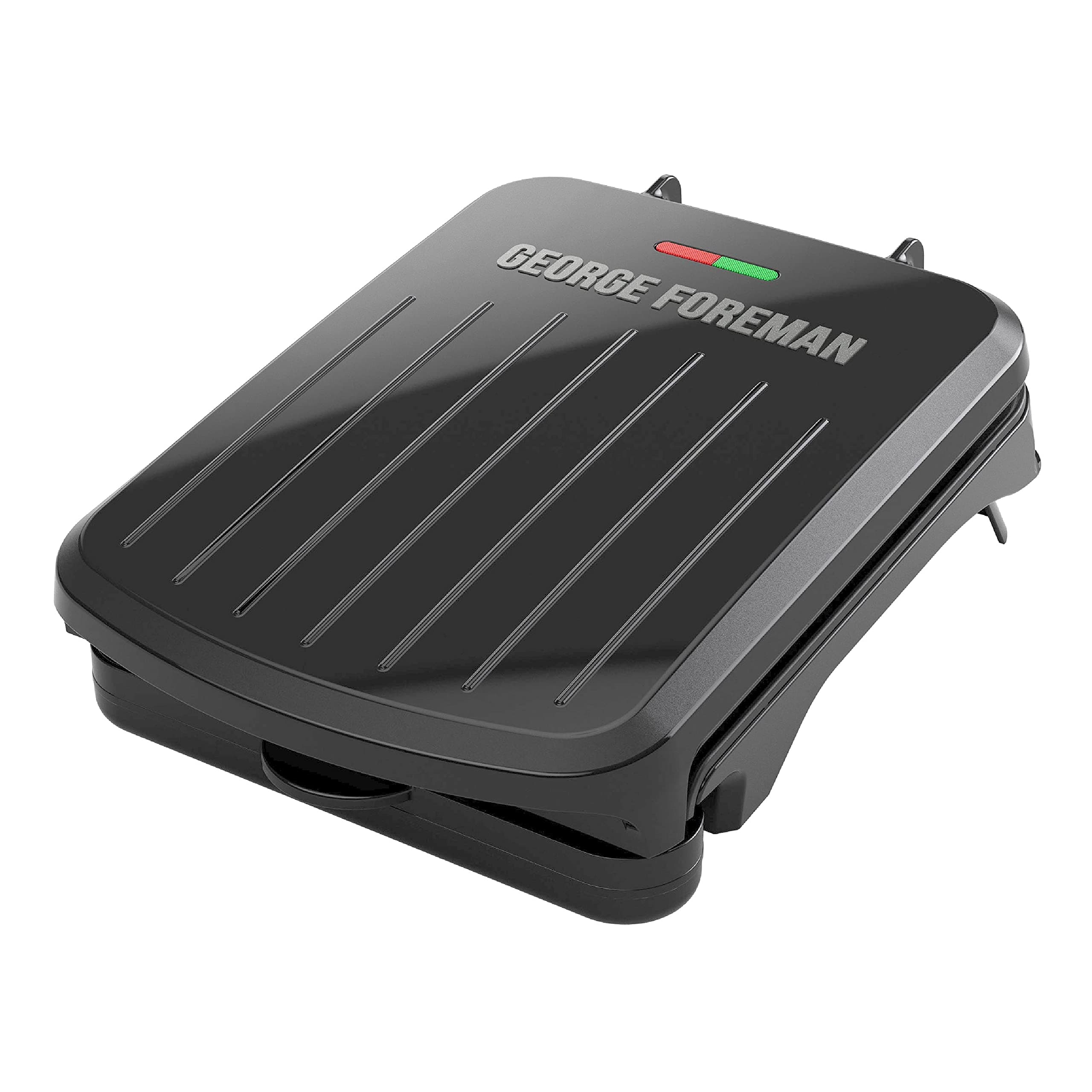 Compact 2-Serving Electric Indoor Grill and Panini Press for 1–2 People, Classic Plates, Black