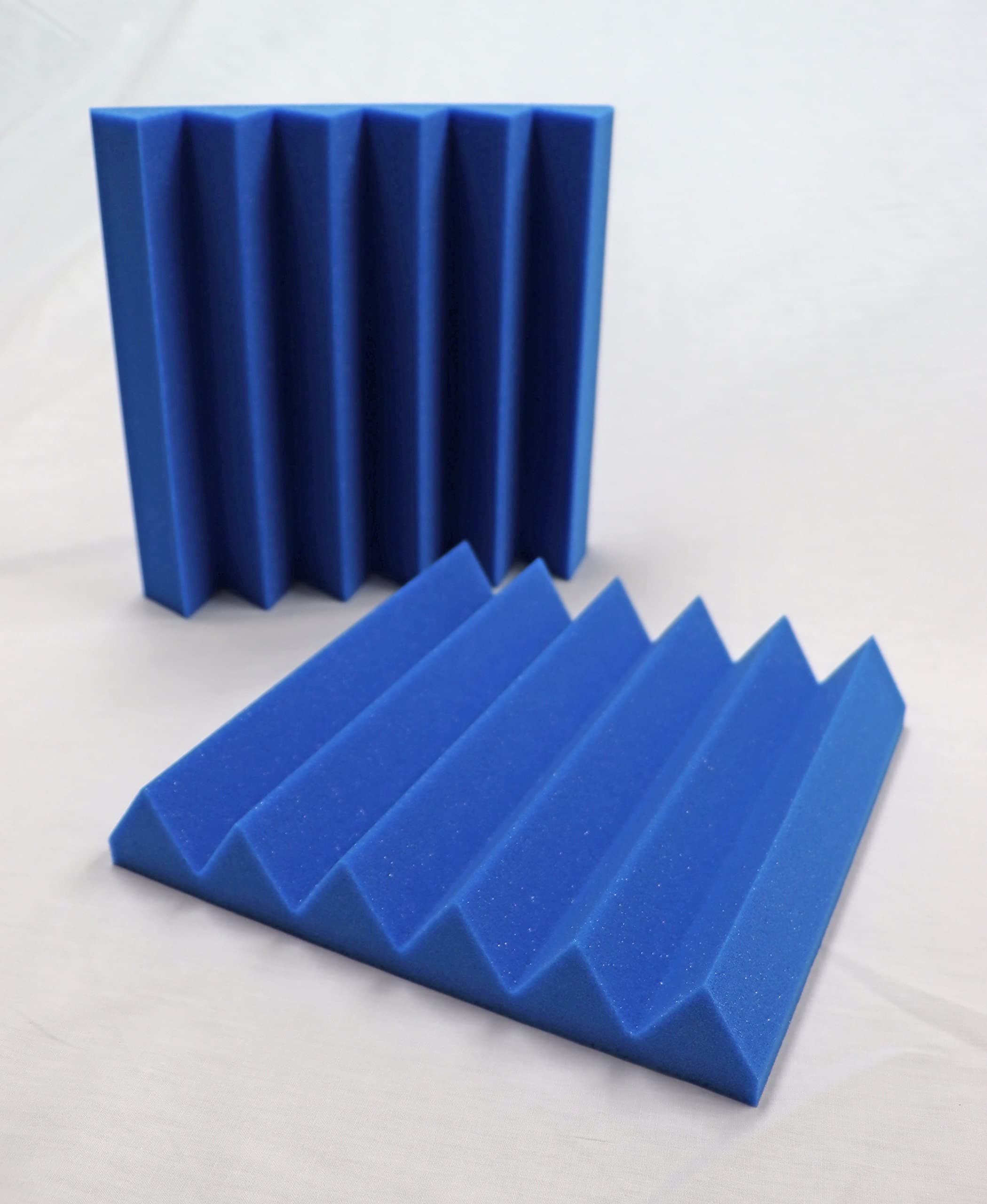 Foam Factory Inc 24 Pack Color Acoustic Foam Panel Studio Soundproofing Wedge Wall Tiles 12” X 12” X 2” (Blue)