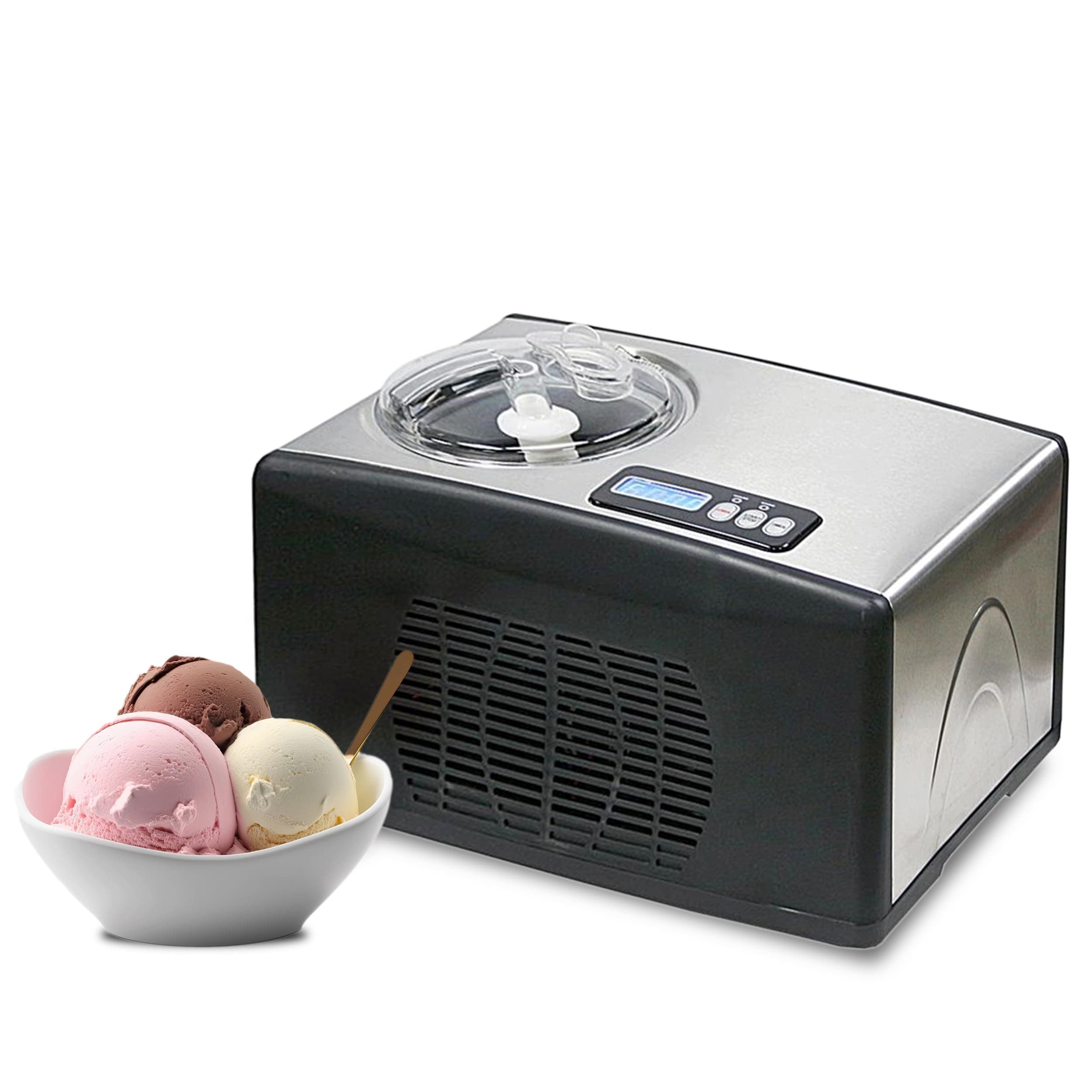 Whynter Ice Cream Maker Machine 1.6 Qt. Automatic with Built-In Compressor, LCD Digital Display & Timer, No Pre-Freezing, ICM-15LS, Stainless Steel