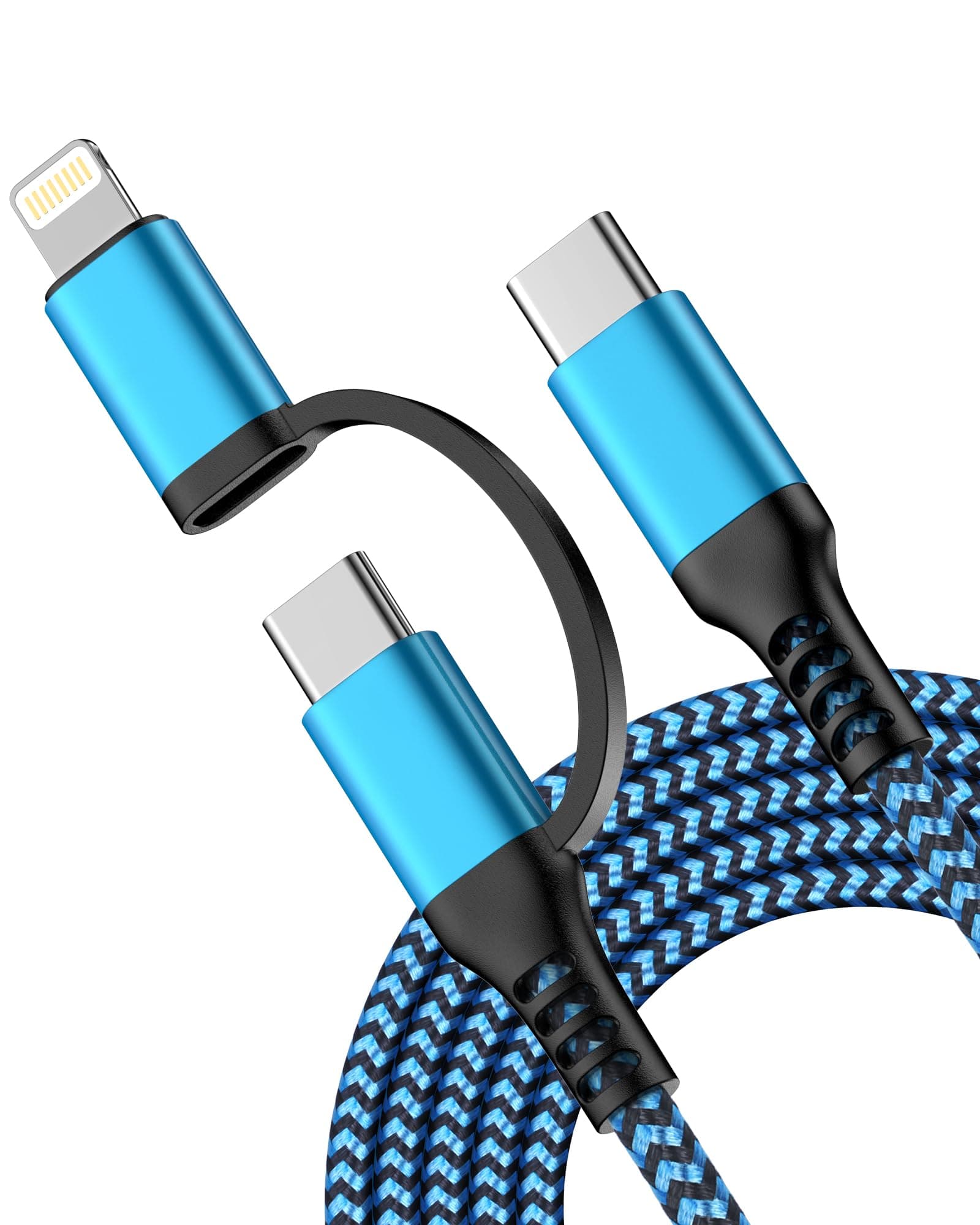 USB C to Lightning&USB C Cable, [2-in-1/6ft] USB C Multi Charging with Apple Lightning/Type C Port iPhone Charger Cord Fast Charging for iPhone 17 16 15 14 13 12 Pro Max Mini, iPad, Samsung, Google