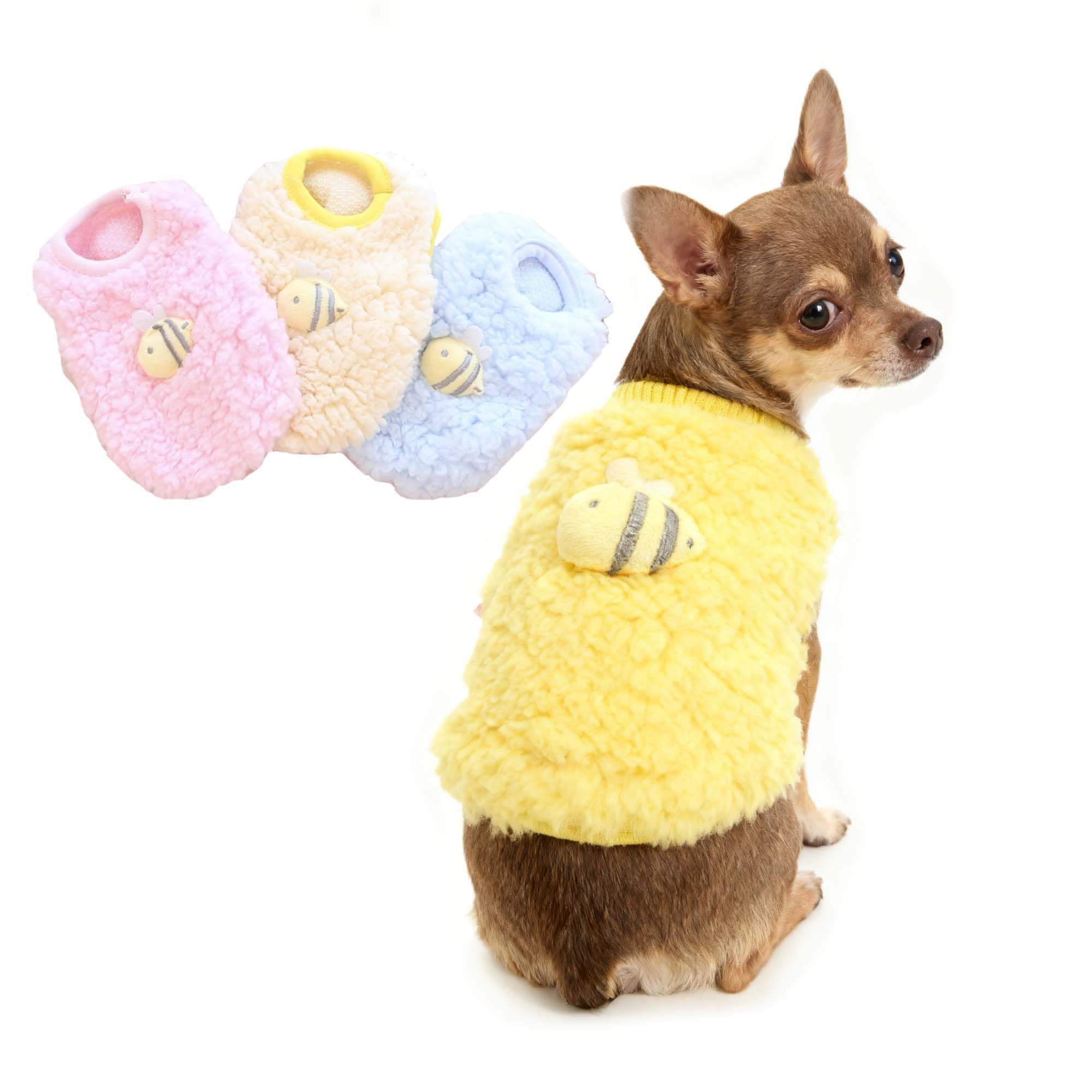 FLAdorepet 3 Packs Teacup Dog Cat XXS Clothes for Chihuahua Yorkie,Winter Warm Fleece Puppy Pet Clothes Sweater Shirt Vest for Mini Newborn Extra Small Dogs (3 Packs, XXXS(Pet Under 1LBS))