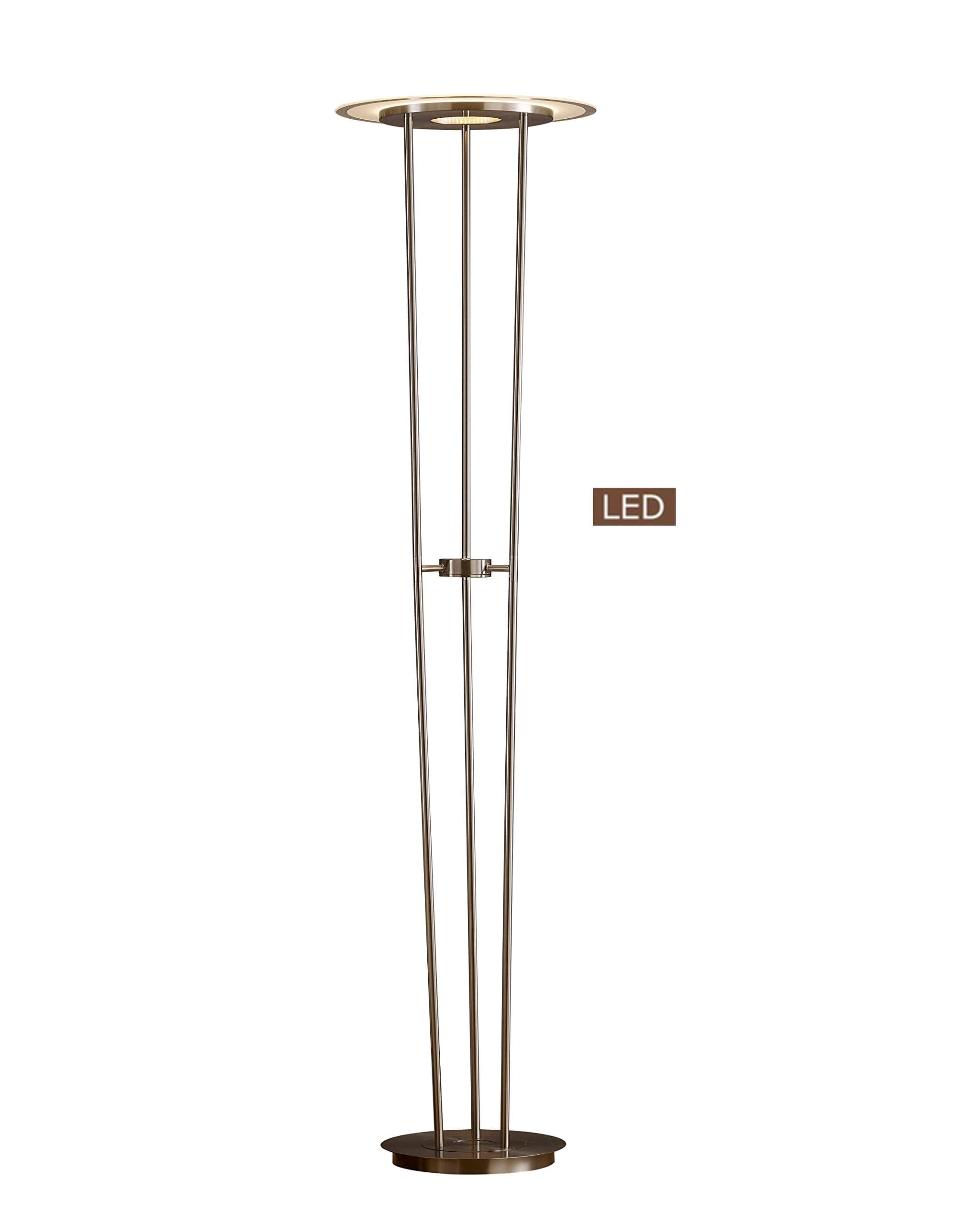 LUCIANO LED Torchiere Floor lamp with Touch Dimmer, 72'', Satin Nickel