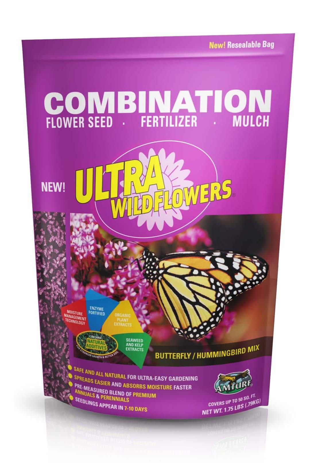 Amturf 44353 Ultra Wildflower Butterfly Hummingbird Mix, 1.75 Pounds