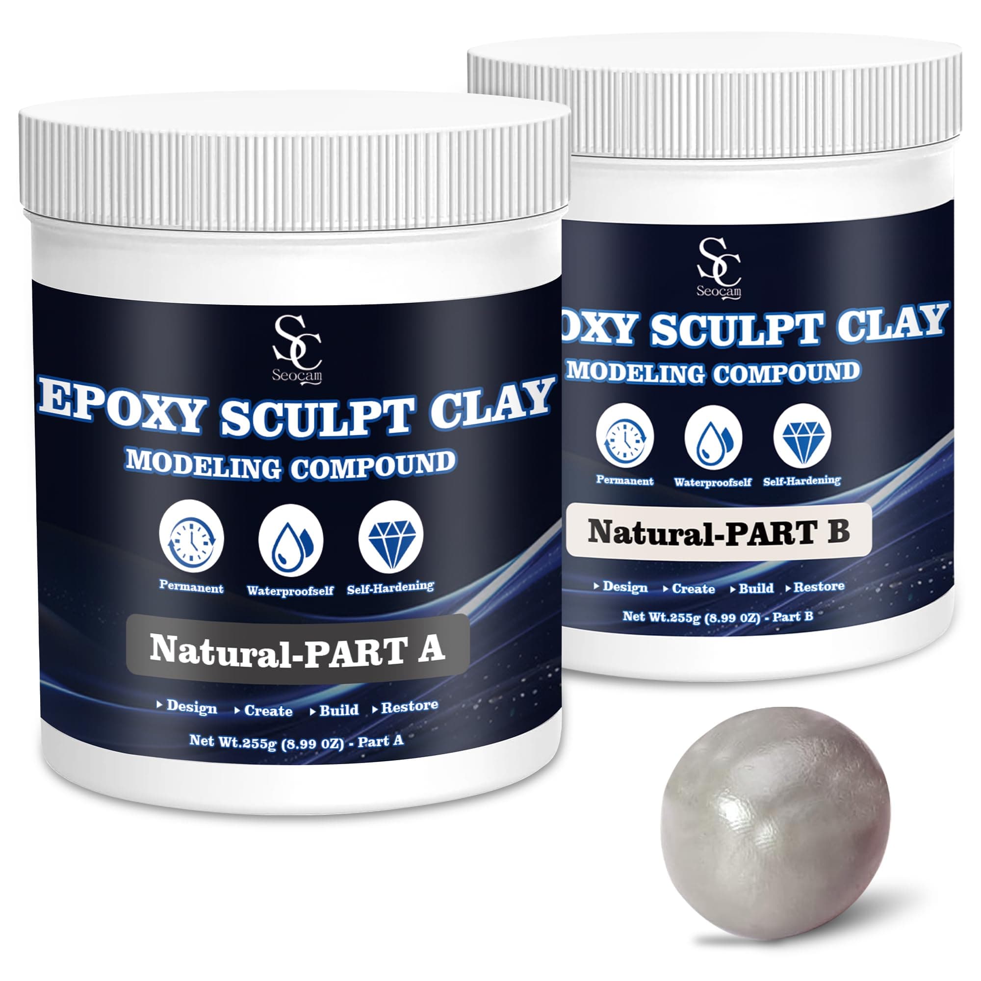 - Epoxy Putty Sculpt Clay, 2 Part A & B for Sculpting, Modeling, Building, and Repairing, 1 Pound, Natural