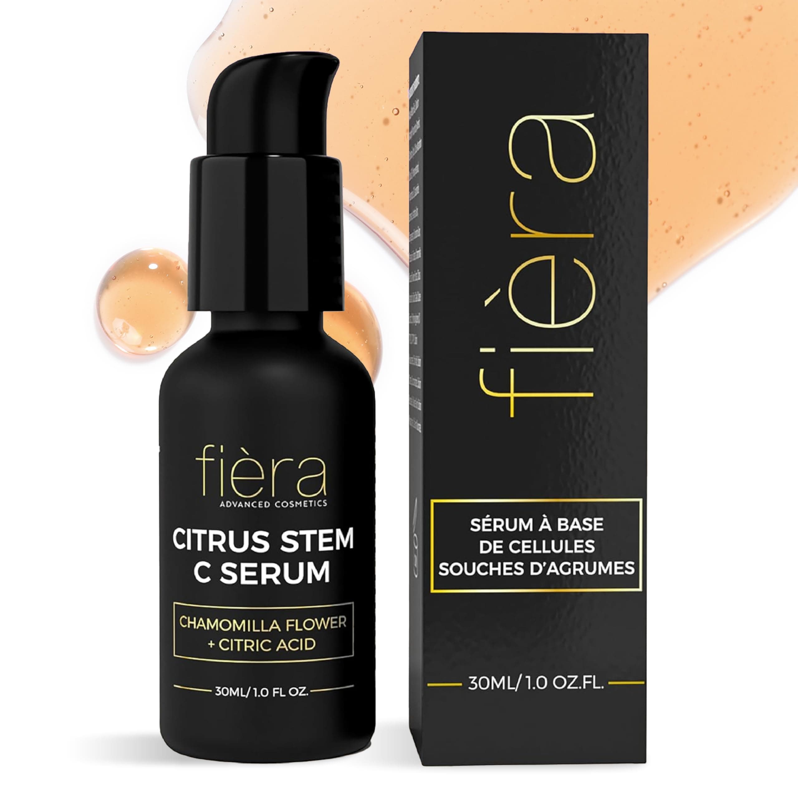 Fièra Vitamin C Serum with Hyaluronic Acid and Citrus Stem Cells - Advanced Anti-Aging Serum for Brightening, Firming, and Hydrating Face & Eye Area - For Mature Skin - 1 FL. OZ. / 30 ML