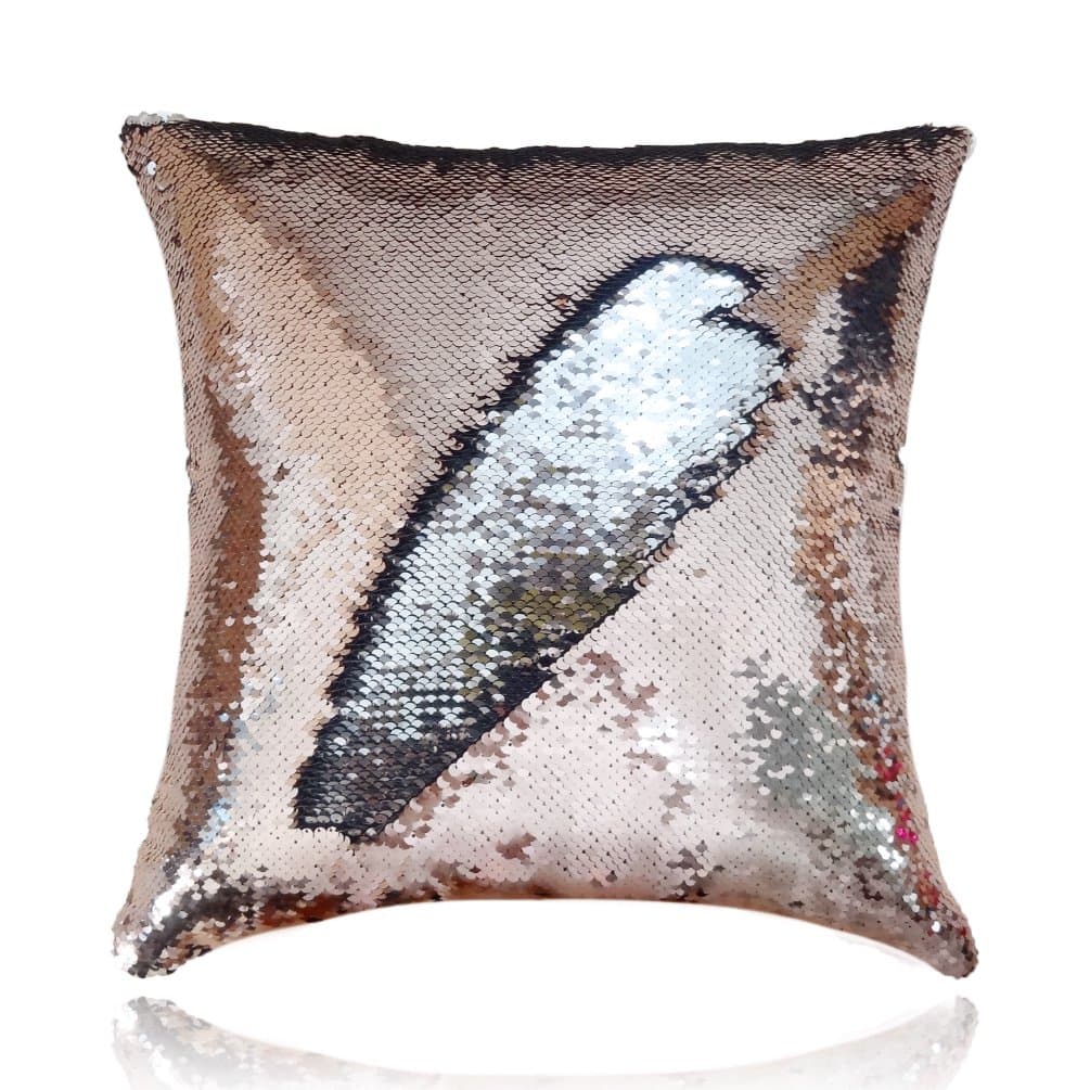 14"x14" Rose Gold and Silver Mermaid Throw Sequin Pillows Covers,Two-Color Reversible Sequins Mermaid Square Sequin Pillow Cover Cushion