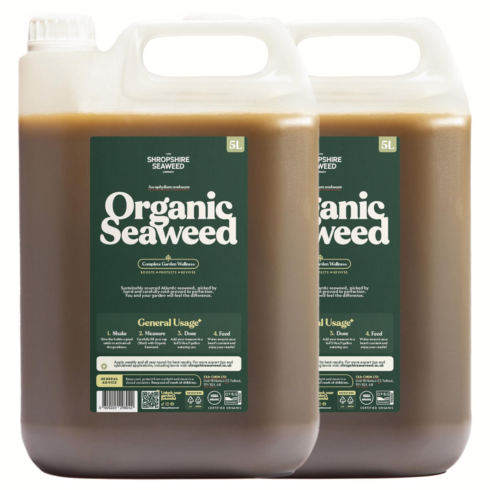 The Shropshire Seaweed Company - Certified Organic Plant Food & Lawn Feed - Promotes Growth, Enhances Roots & Soil Health. Sustainably Sourced from Ireland Liquid Organic Seaweed Fertilizer 10L