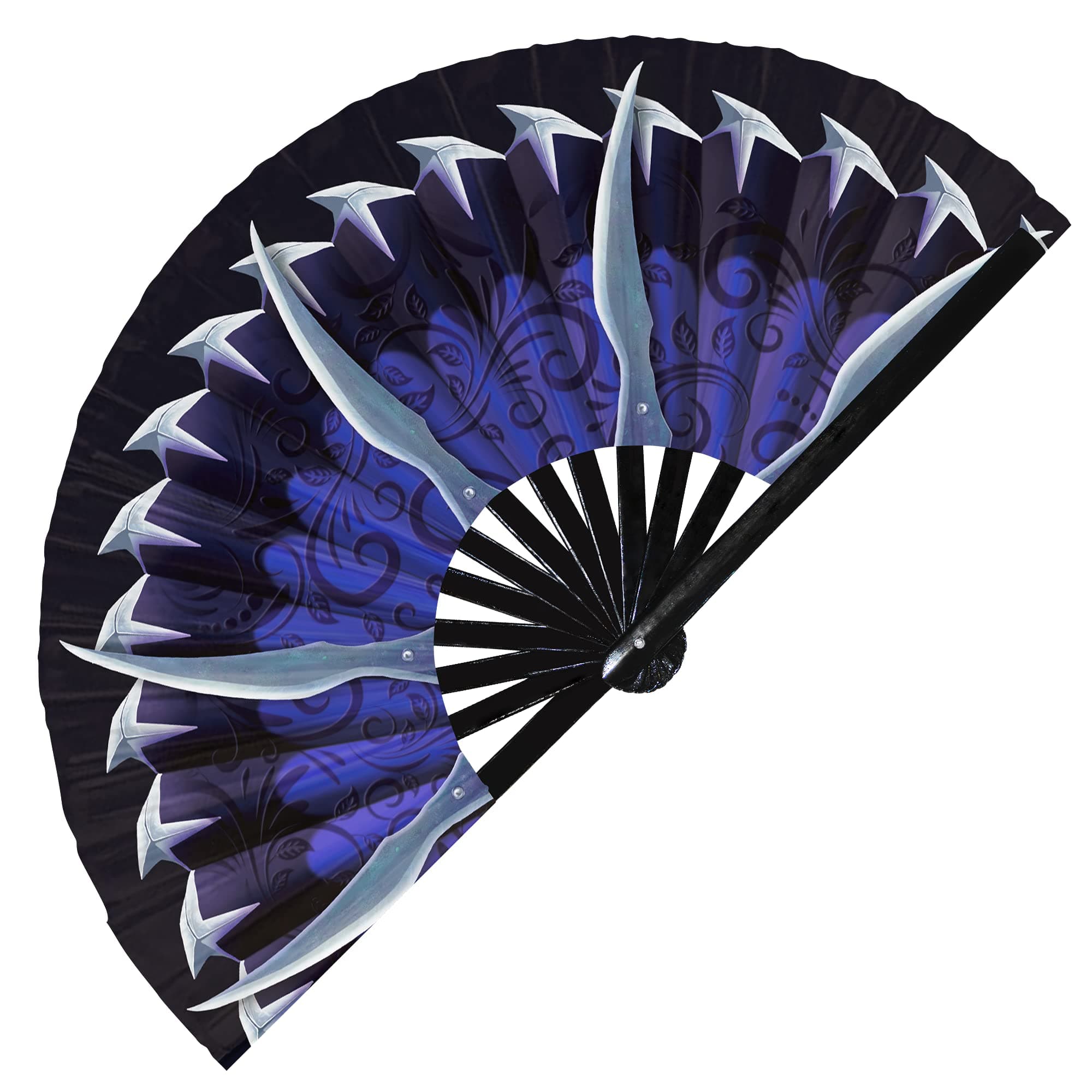 Kitana Fan Folding Fan UV Glow Hand Fans Cosplay Outfit Halloween Kitana Weapon Bamboo Fan Kitana Cosplay (Kitana Style 1)