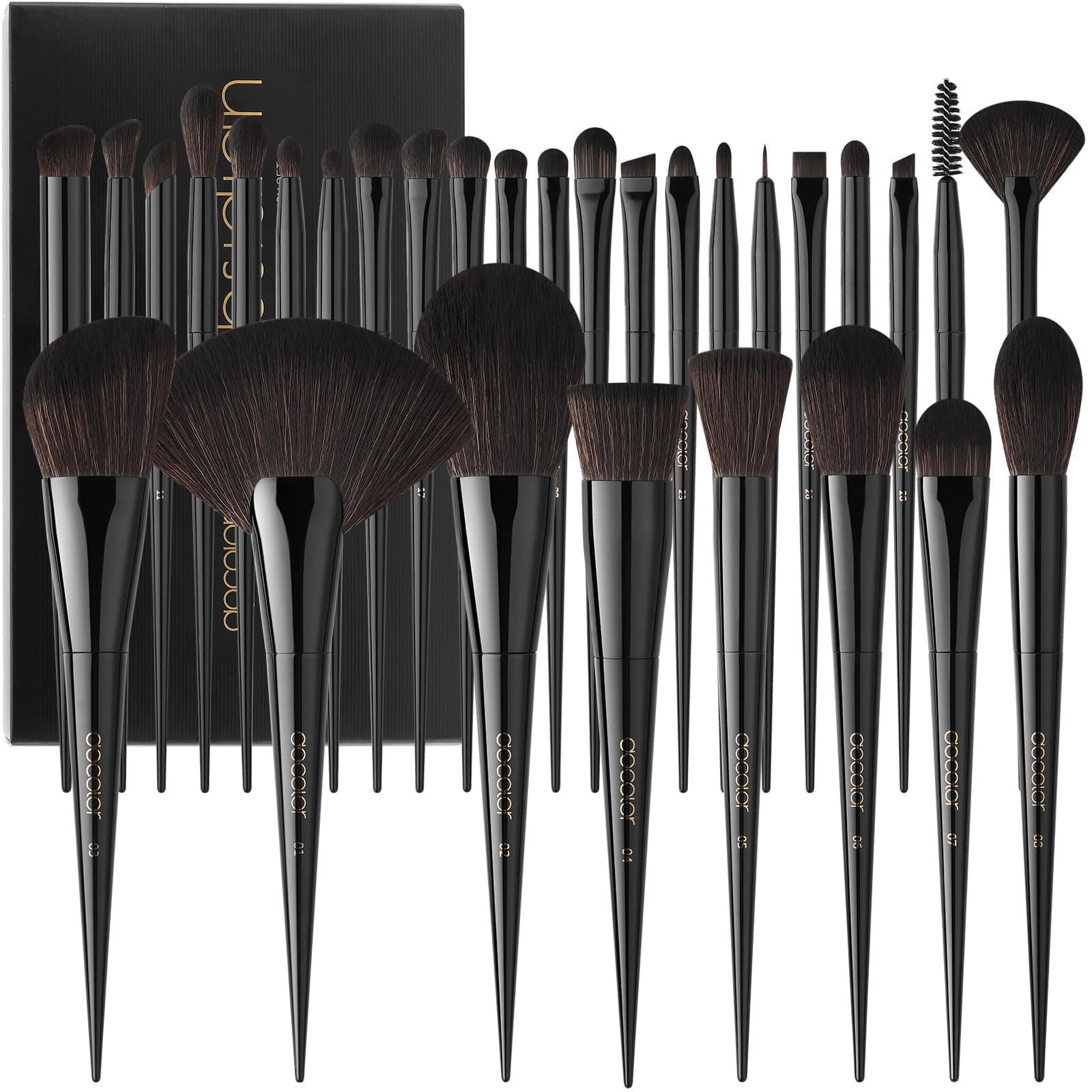 Makeup Brushes 30 Pieces Professional Makeup Brushes Set Premium Synthetic Hair Kabuki Face Blush Eyeshadow Eyeliner Foundation Powder Cosmetic Make Up Brushes Kit,Black Obsidian Series