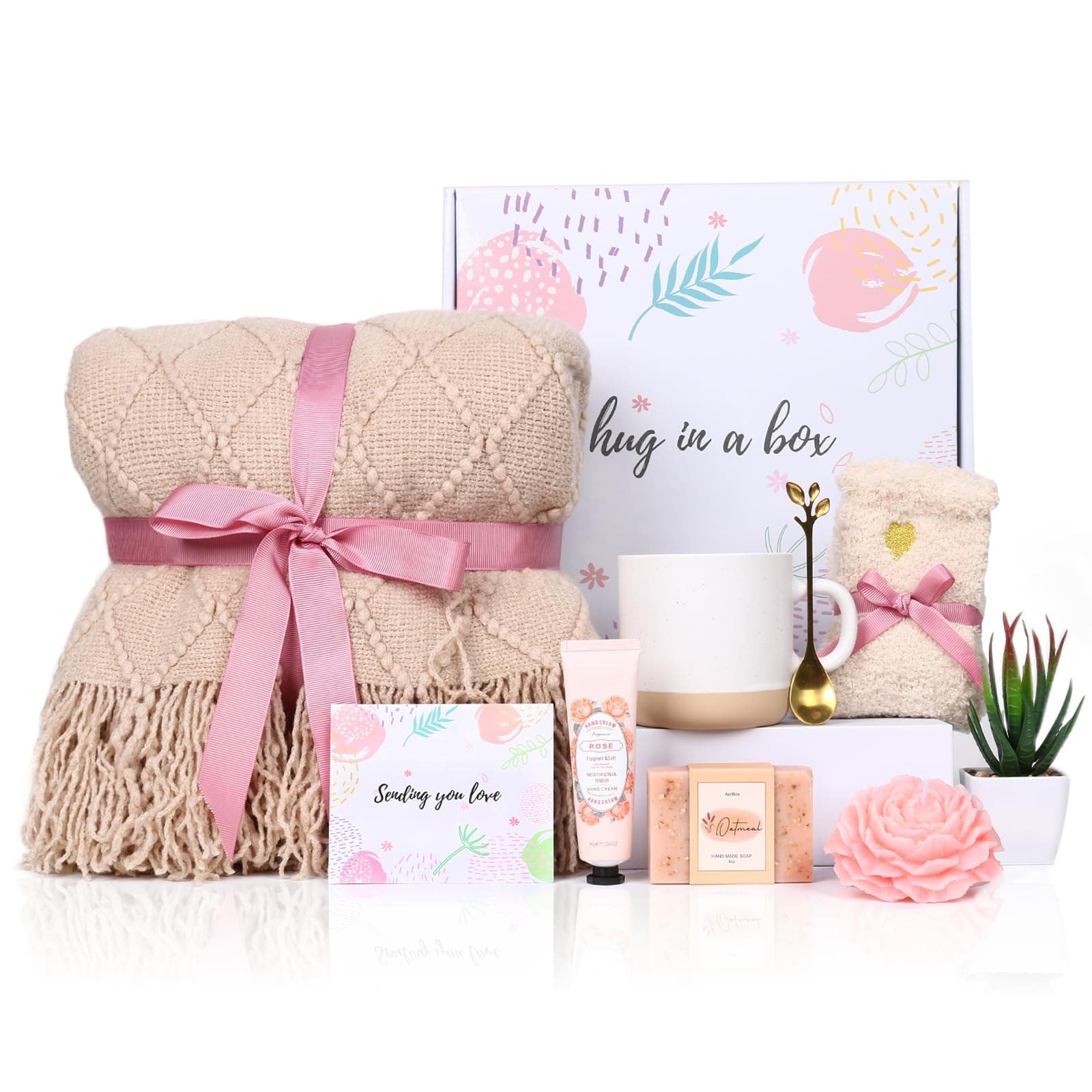 Self Care Gifts for Women Get Well Soon Gifts Basket Christmas Gifts Birthday Gifts for Women Care Package Spa Gifts Relaxation Gifts with Blanket Gifts for Mom Her Sister Friend Sympathy Gifts