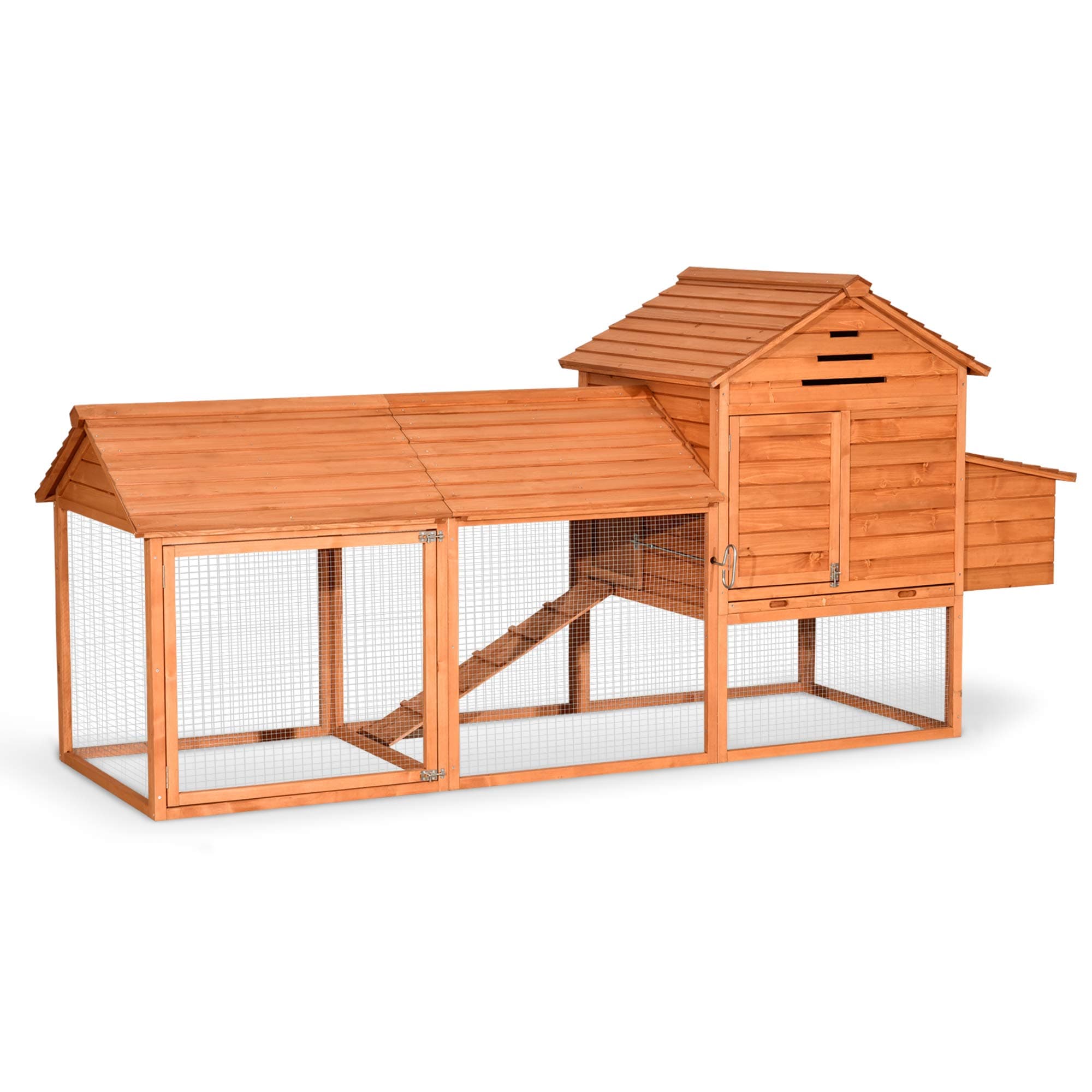 Chicken Coops for 4 Chickens, Outdoor Wooden Hen House Hutch, Poultry Cage with Run, Nesting Box, and Removable Tray 0324
