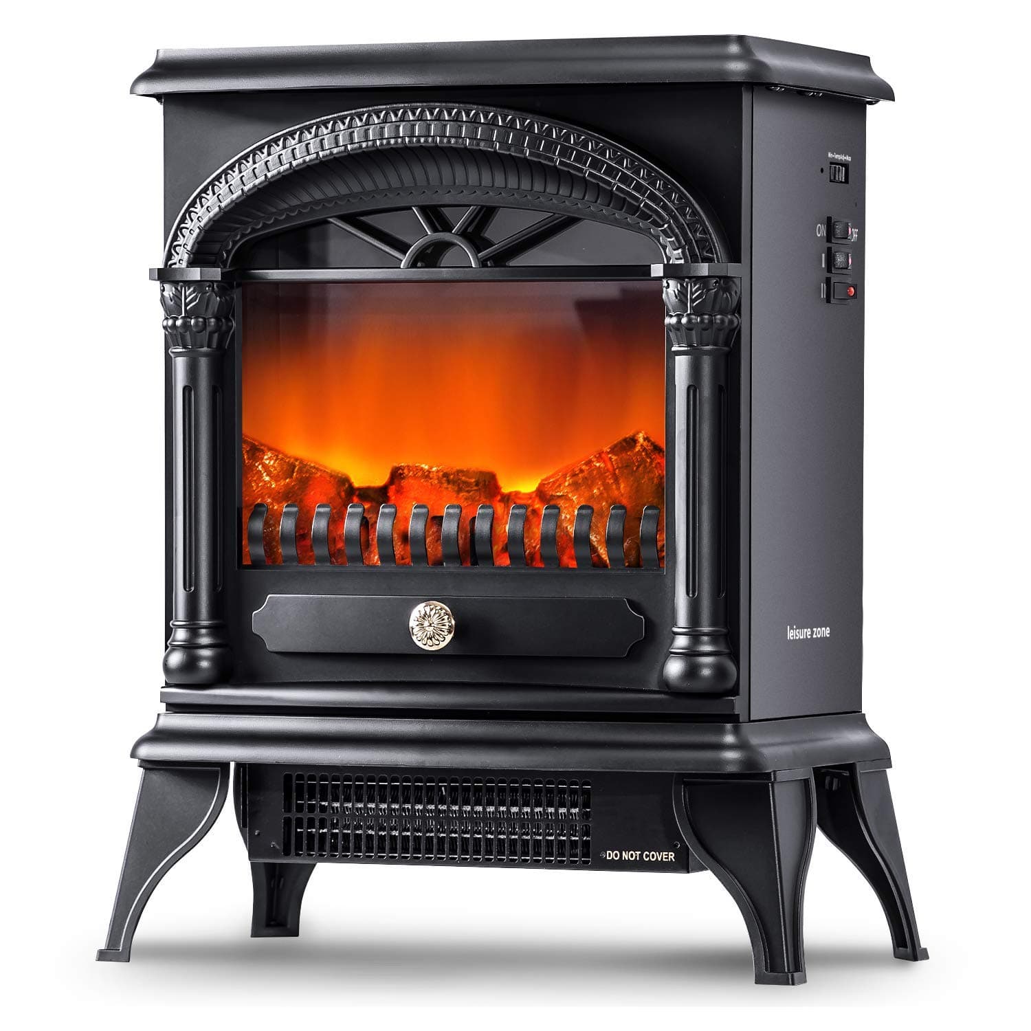MIERES Freestanding Electrical Fireplace Log Burner Flame Adjustable Thermostat LED Light Winter Vertical Stove Indoor Heater for Home and Office, 16.33 x 8.27 x 19.09inch
