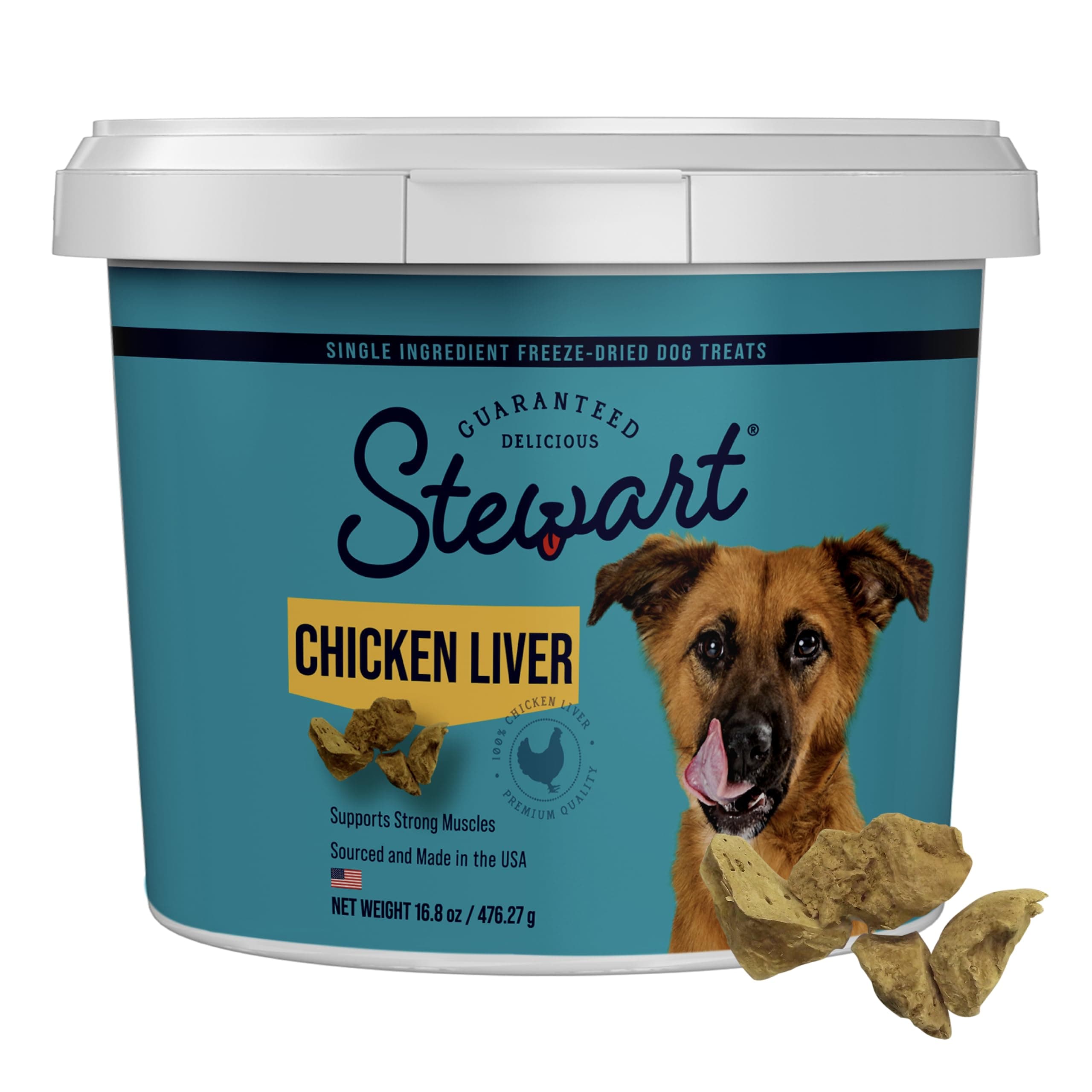 100% Chicken Liver Dog Treats, 16.8 oz Tub, ~315 Pieces, Freeze Dried Raw, Single Ingredient, 60% Protein Training Treats or Meal Topper, Grain Free, Gluten Free