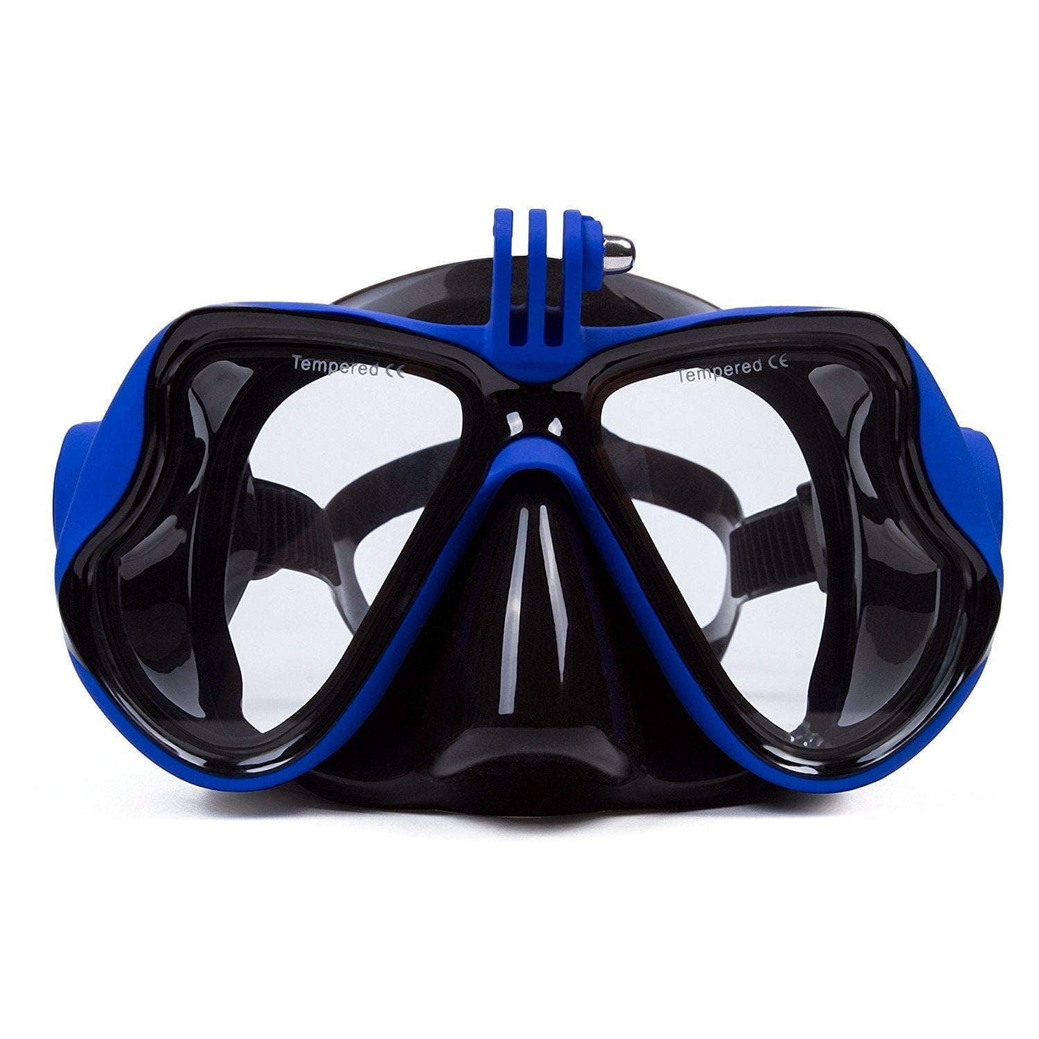 Professional Underwater Camera Diving Mask Scuba Snorkel Swimming Goggles for GoPro Sports Camera - blue