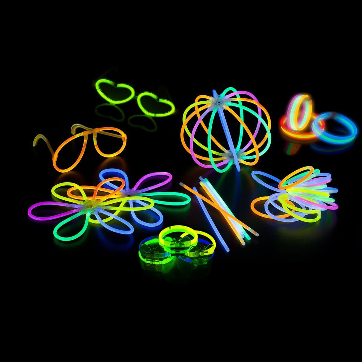 Glow Sticks Bracelets Mixed Colors,100 Pieces 8" Glow Stick Party Pack with Connectors to Make Bracelets, Necklaces, Eyeglasses, Flowers, Butterfly, Balls etc