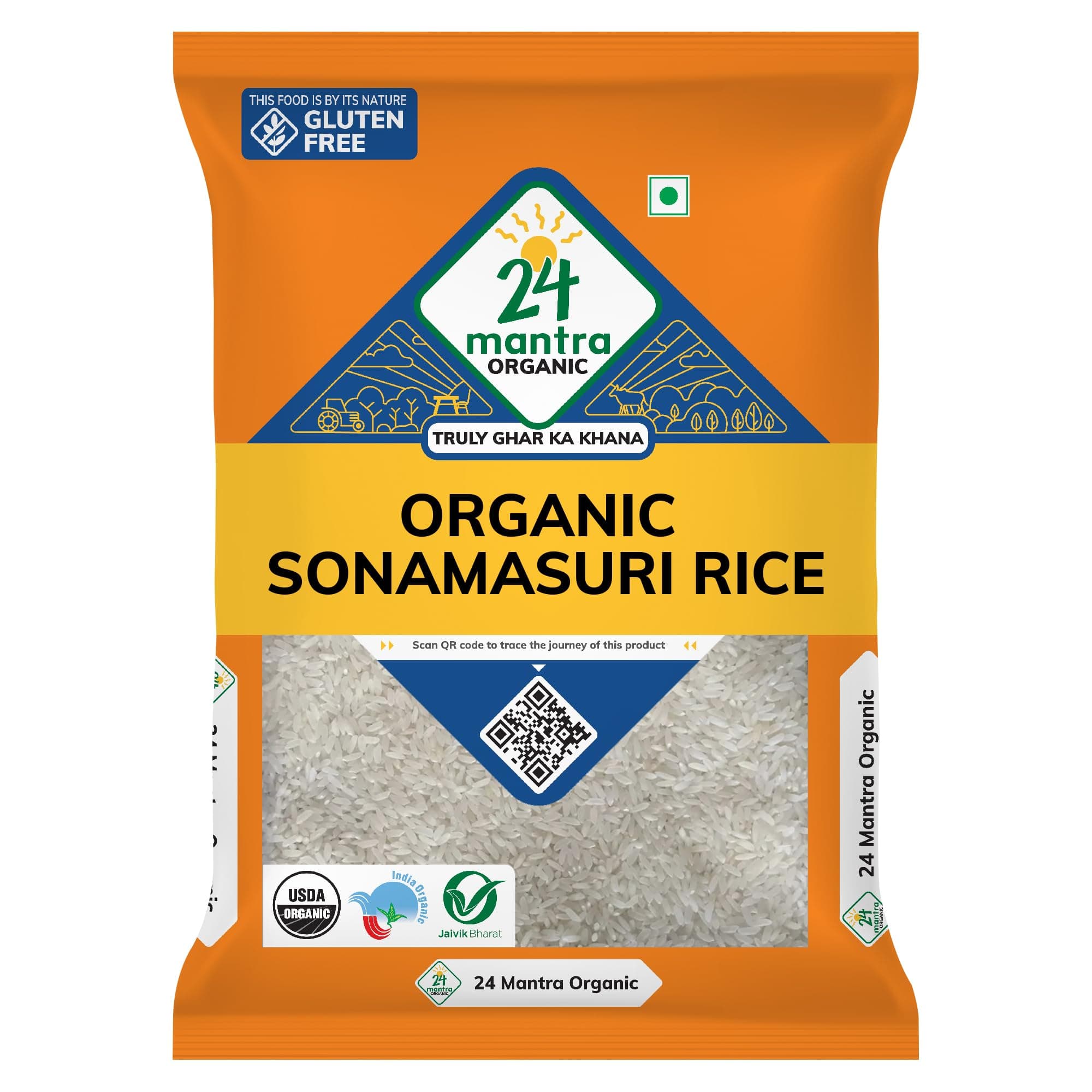 Sonamasuri Polished Raw Rice/Sonamasoori Chawal - 5 Kg | Pack of 1 | 100% Organic | Chemical Free & Pesticides Free