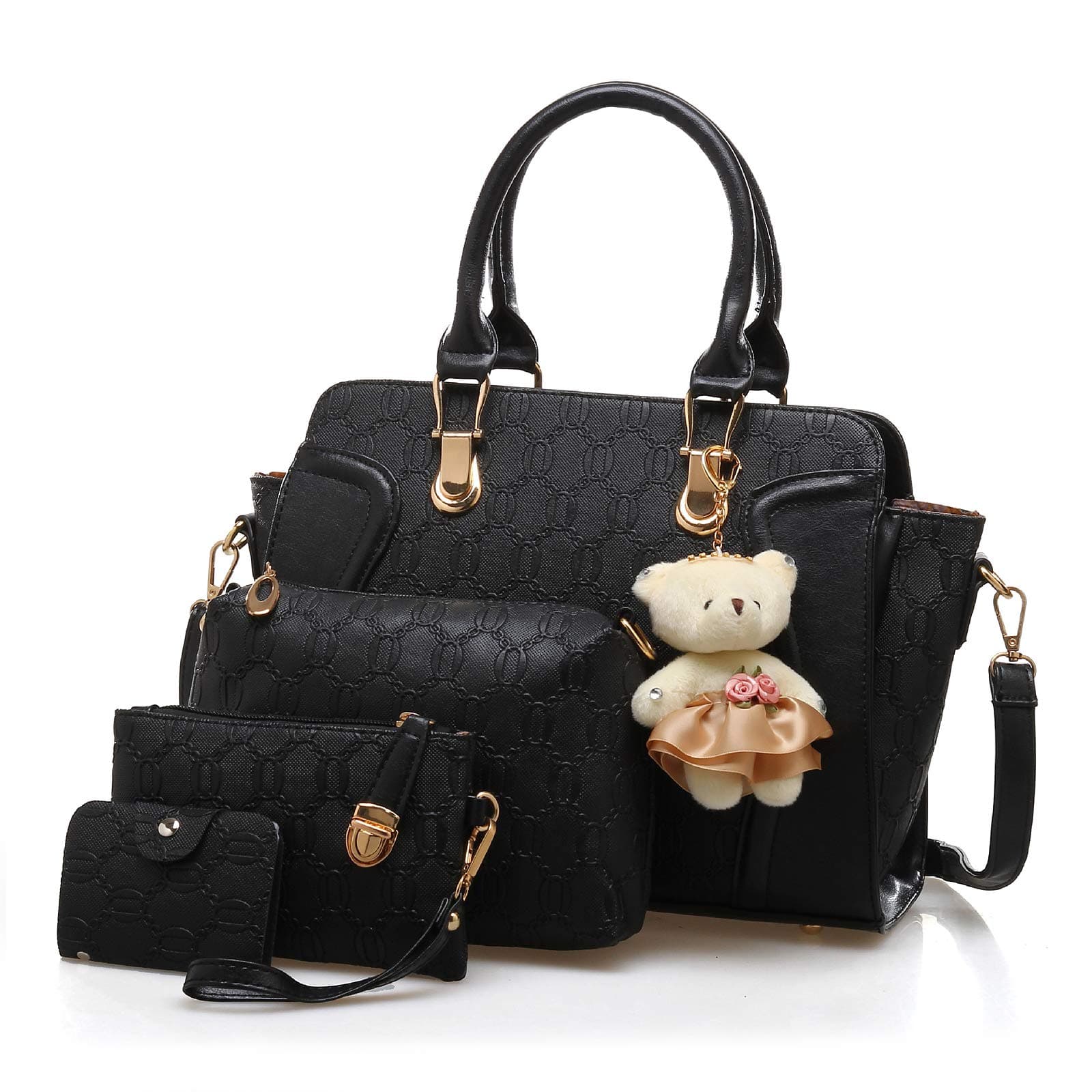 Handbags for Women,Ladies Handbag Set Top Handle Bags 4 Pieces Set in PU Leather,Tote Bag Shoulder Bag Clutch and Card Holder Sets for Shopping Work Travel Gift