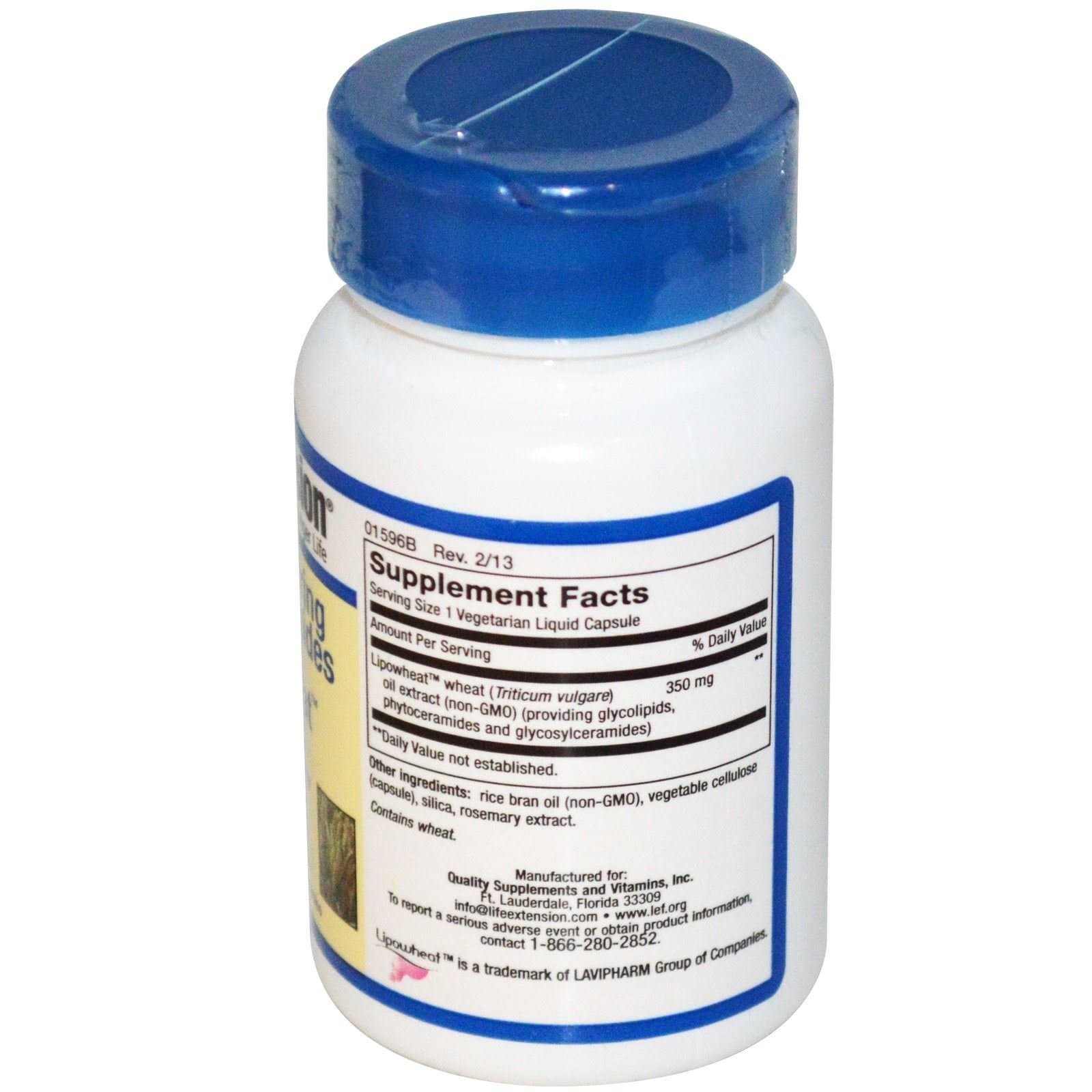 Life Extension Skin Restoring Phytoceramides with Lipowheat, 30 Liquid Vegetarian Capsules