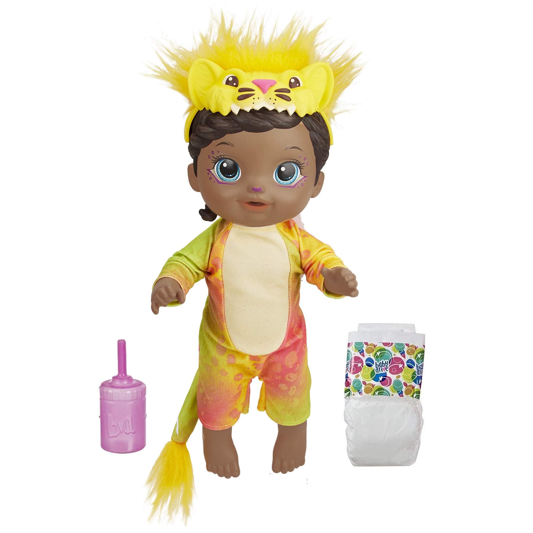 BABY ALIVE Rainbow Wildcats Doll, Lion, Accessories, Drinks, Wets, Lion Toy, Kids Ages 3 Years & Up, Black Hair