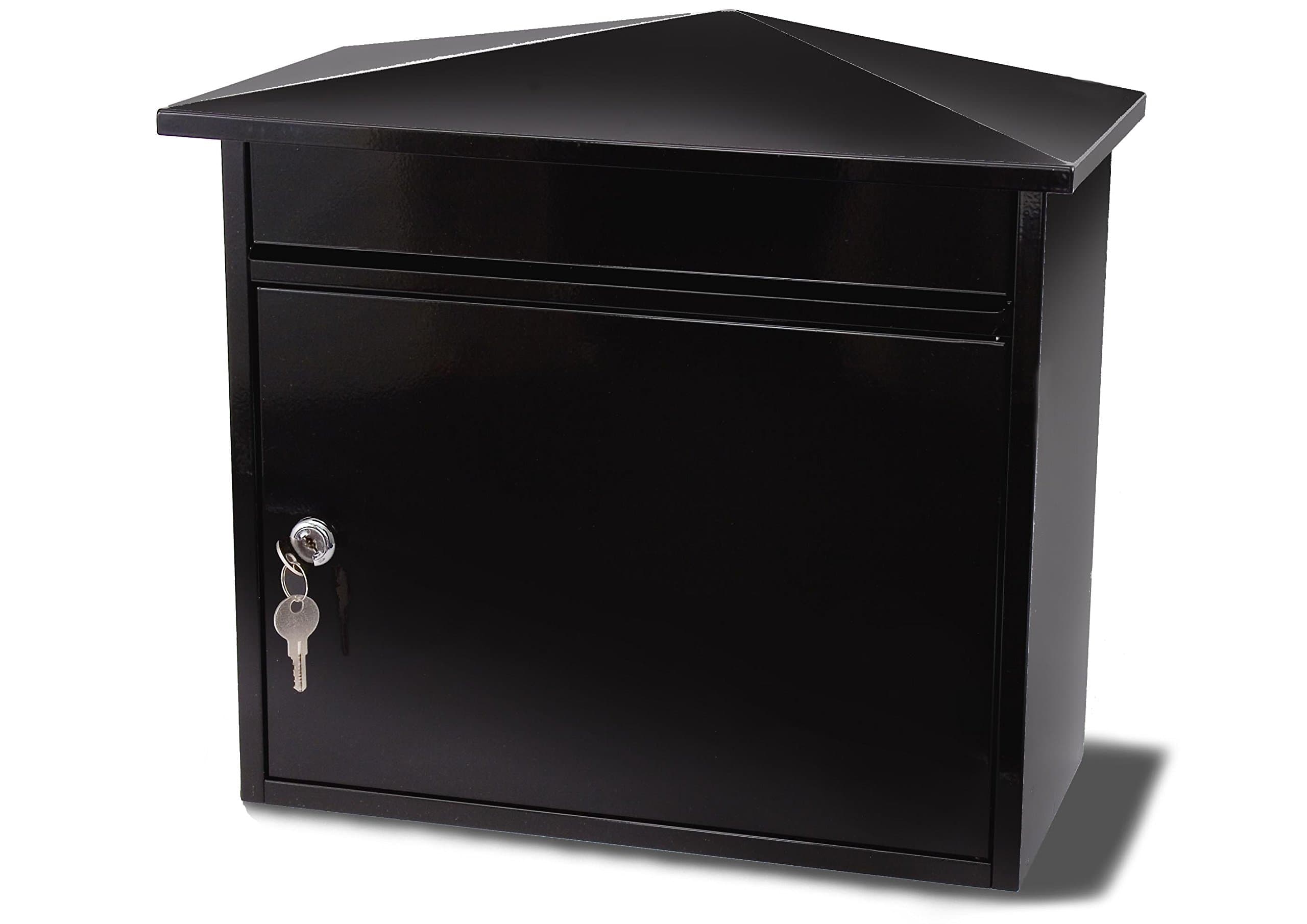 Burg-Wachter MB15BK Mersey Large Wall Mounted Galvanised Steel Post Box , Black 36x35x20cm
