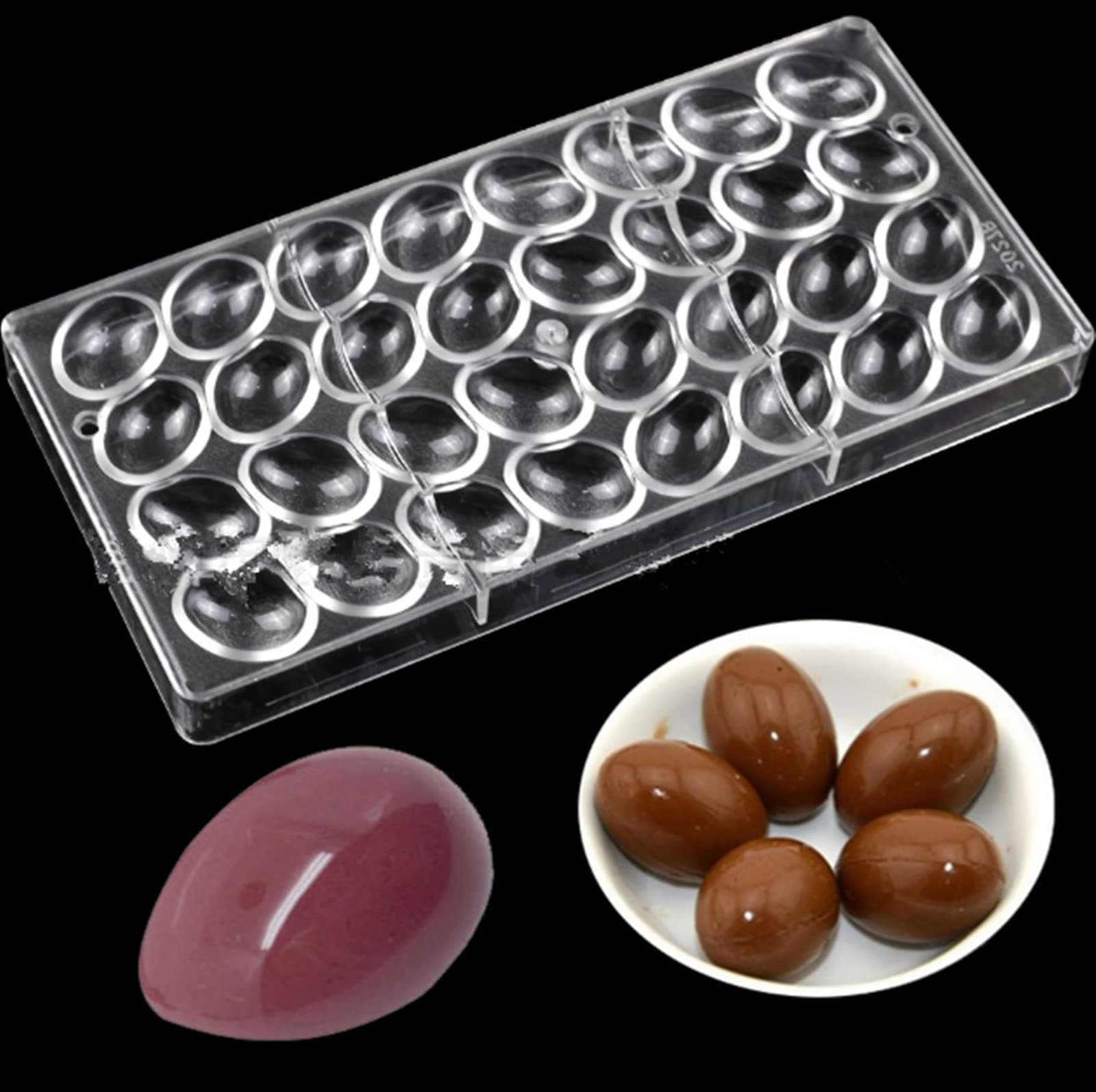 HAPYLY 32 Grid Oval Egg Shape Chocolate Candy Mold PC Polycarbonate Chocolate Making Mould (Oval Egg Shape)