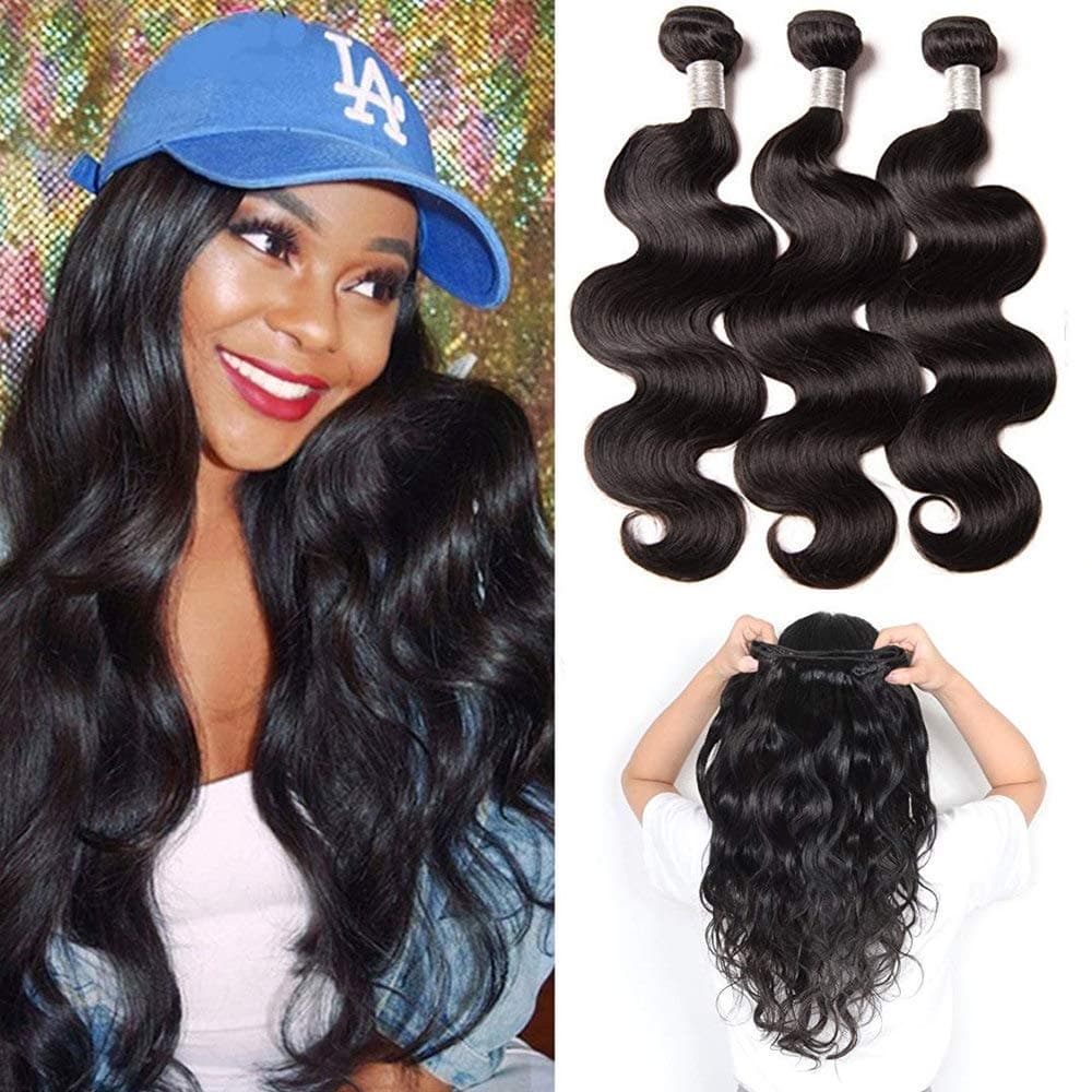Perstar Human Hair Bundles Body Wave 3 Bundles 16 18 20 inch Brazilian Virgin Hair 100% Unprocessed Natural Black Bundles