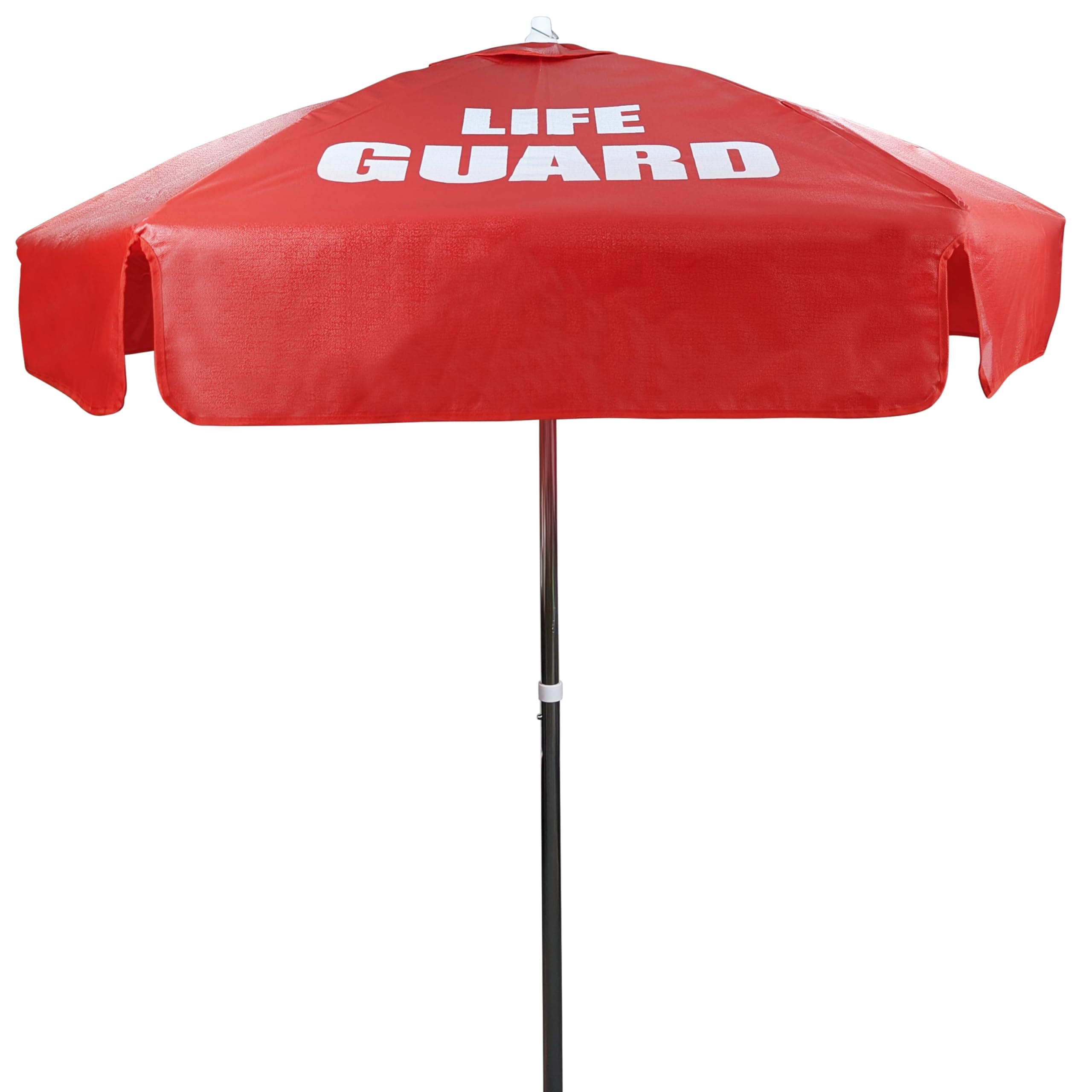 Kemp USA Heavy Duty Vinyl Lifeguard Umbrella - Great for Patio, Beach & Pool Umbrella with 45° Tilt Mechanism - Portable for Lifeguard Chair - with LIFE GUARD Logo