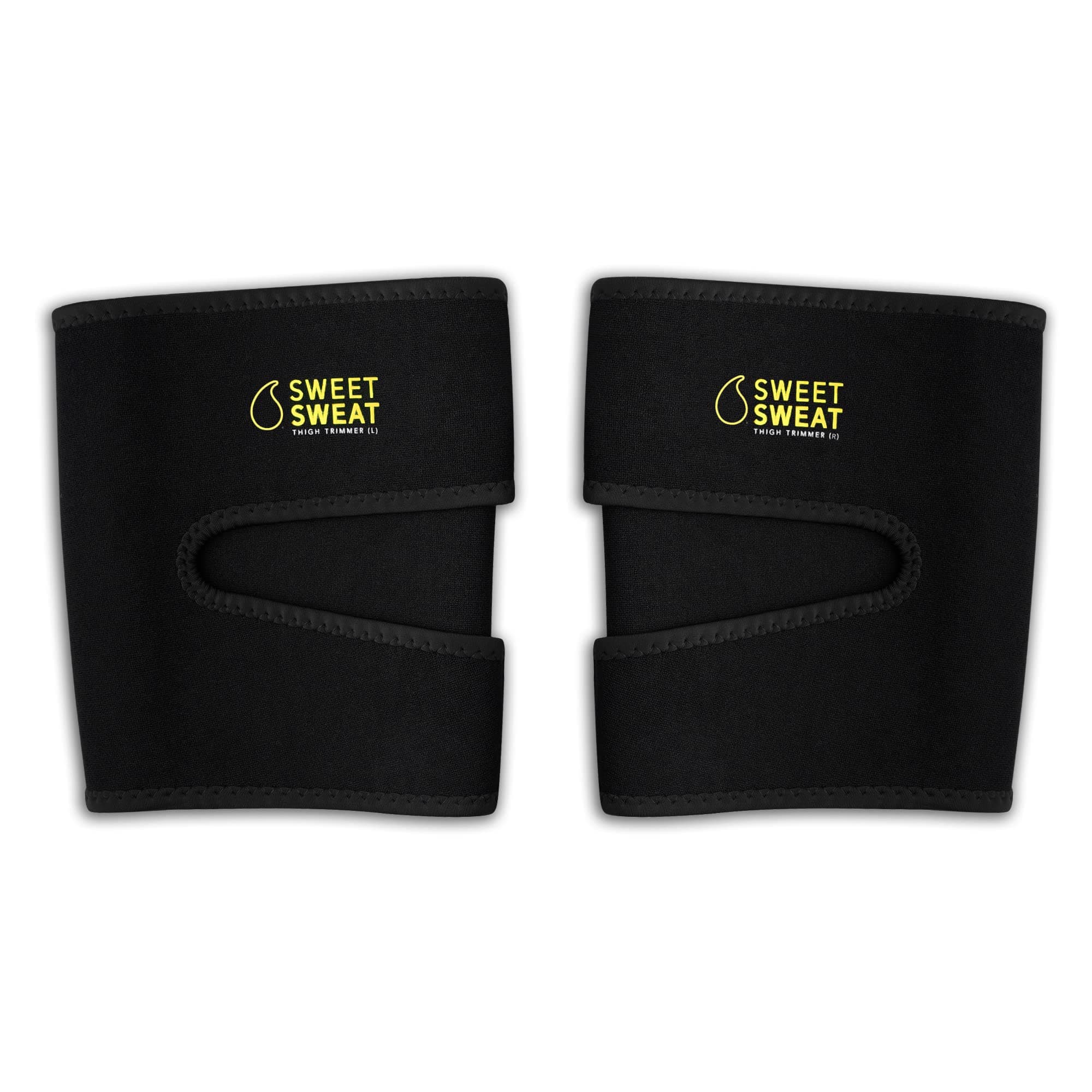 Sports Research Sweet Sweat Thigh Trimmers for Men & Women Increases Sweat & Activity to The Thighs During Exercise (Yellow Logo, Medium)