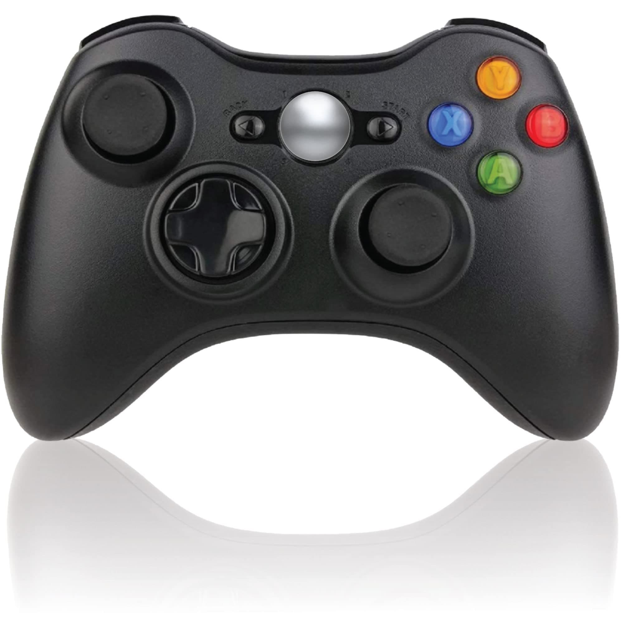 BEK Controller Replacement for Xbox 360 Controller Wireless Remote Gamepad, Non-Slip Joystick Thumb Grips, Double Shock, Live Play, Compatible with Microsoft Xbox 360 Slim PC Windows 10 8 7 (Black)