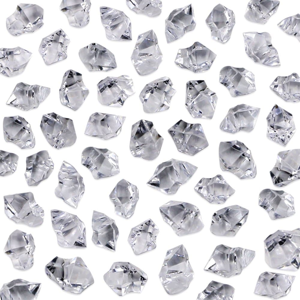 Neworkg 500 Pieces Acrylic Clear Ice Rock Crystals Treasure Gems for Table Scatters, Vase Fillers, Event, Wedding, Birthday Decoration Favor, Arts & Crafts