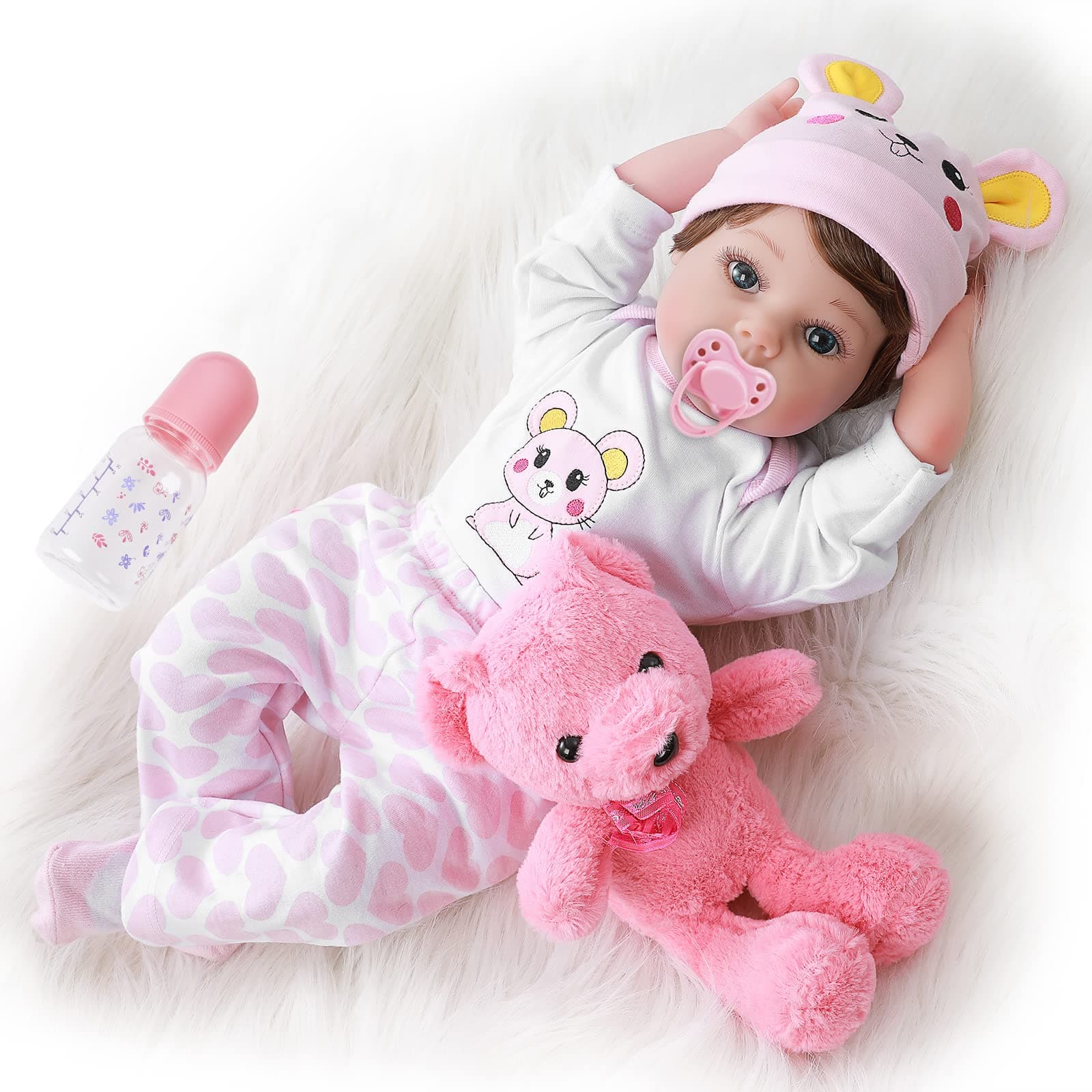 Yesteria Lifelike Reborn Baby Dolls 22 Inches Silicone Vinyl Weighted Cotton Body Gift Set with Accessories