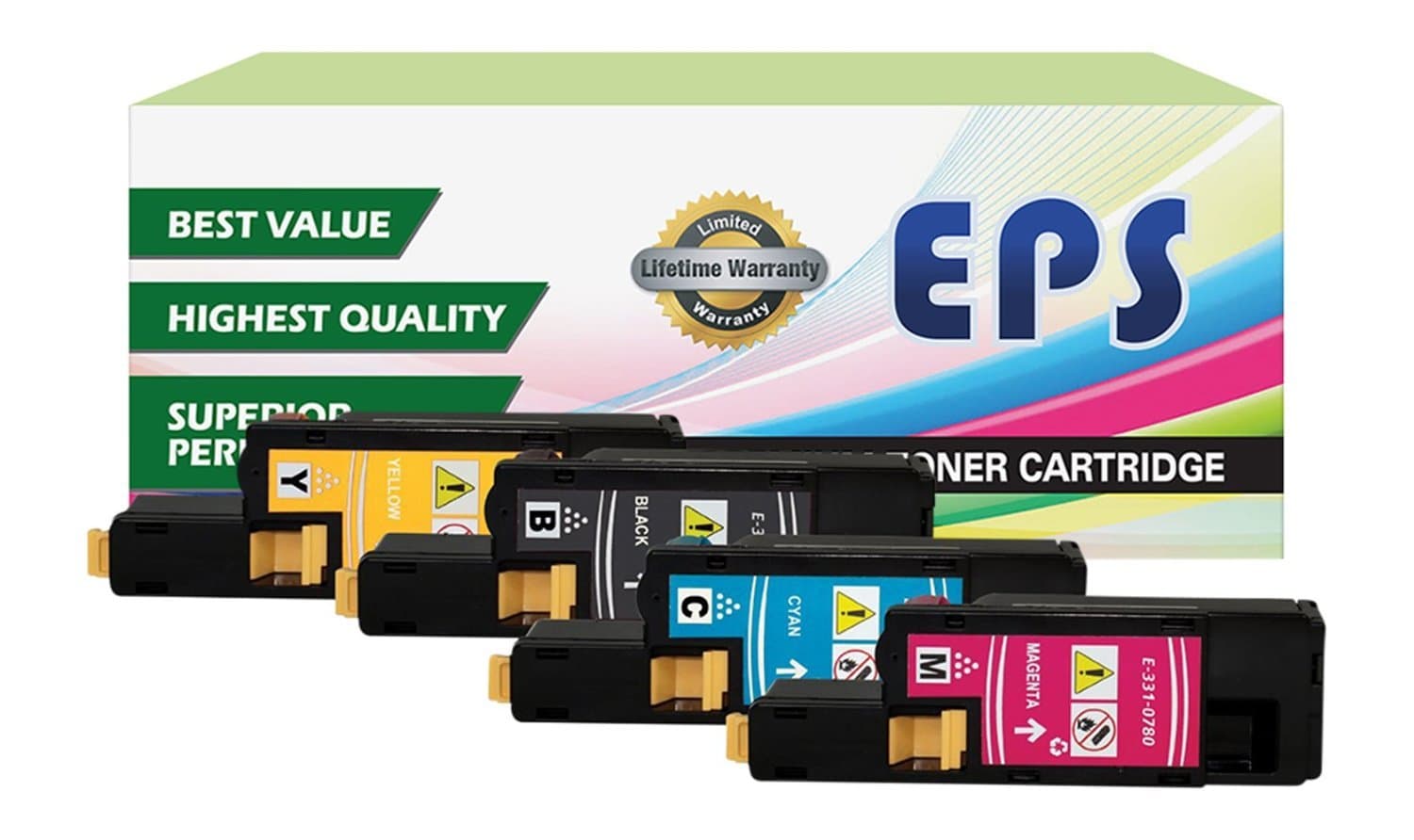 Compatible Replacement for Dell 1250c 1350cnw 1355cn High Yield Black Toner Cartridges - 4 pk (BCMY)